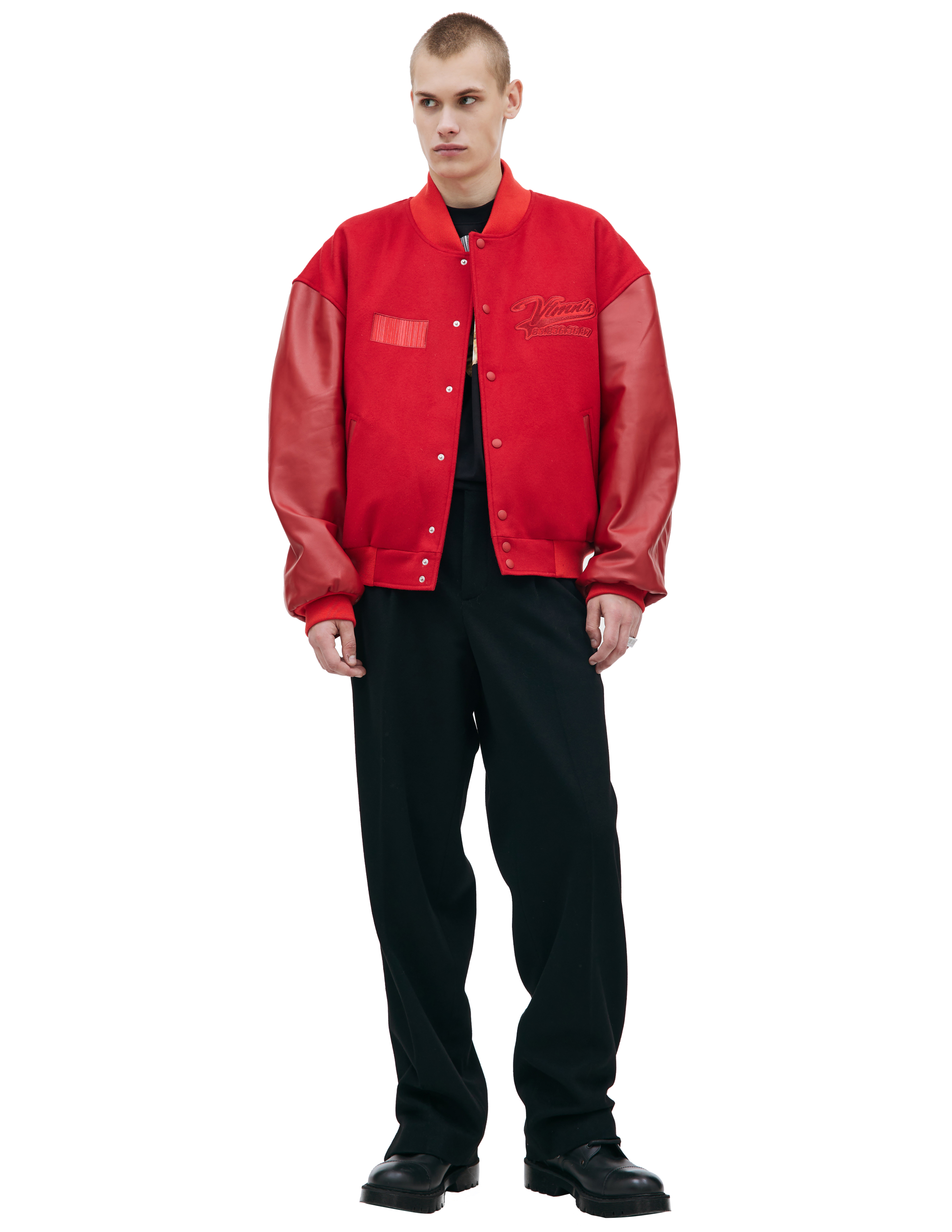 VTMNTS Red paneled bomber jacket