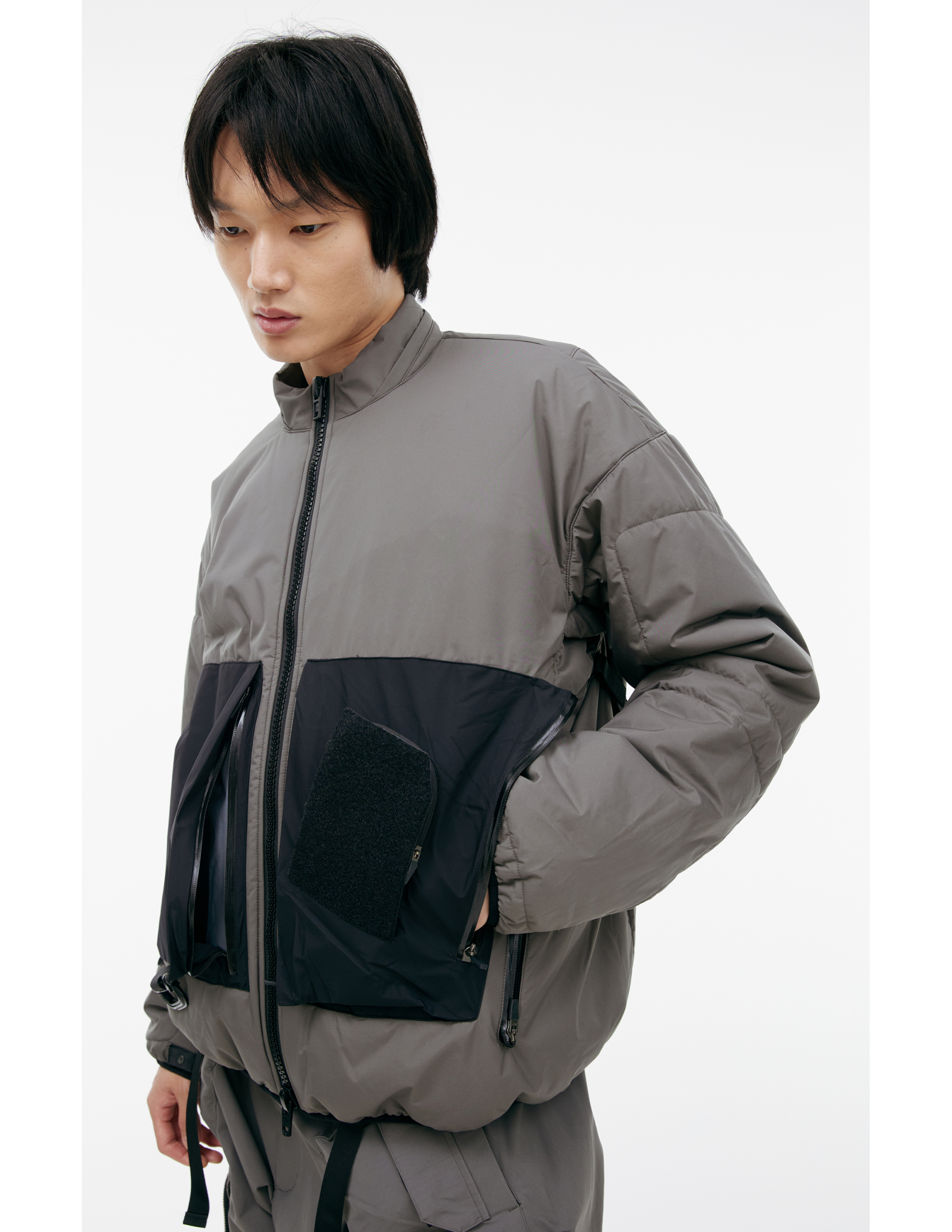 Acronym Grey Jacket With Patch Pockets In Grey