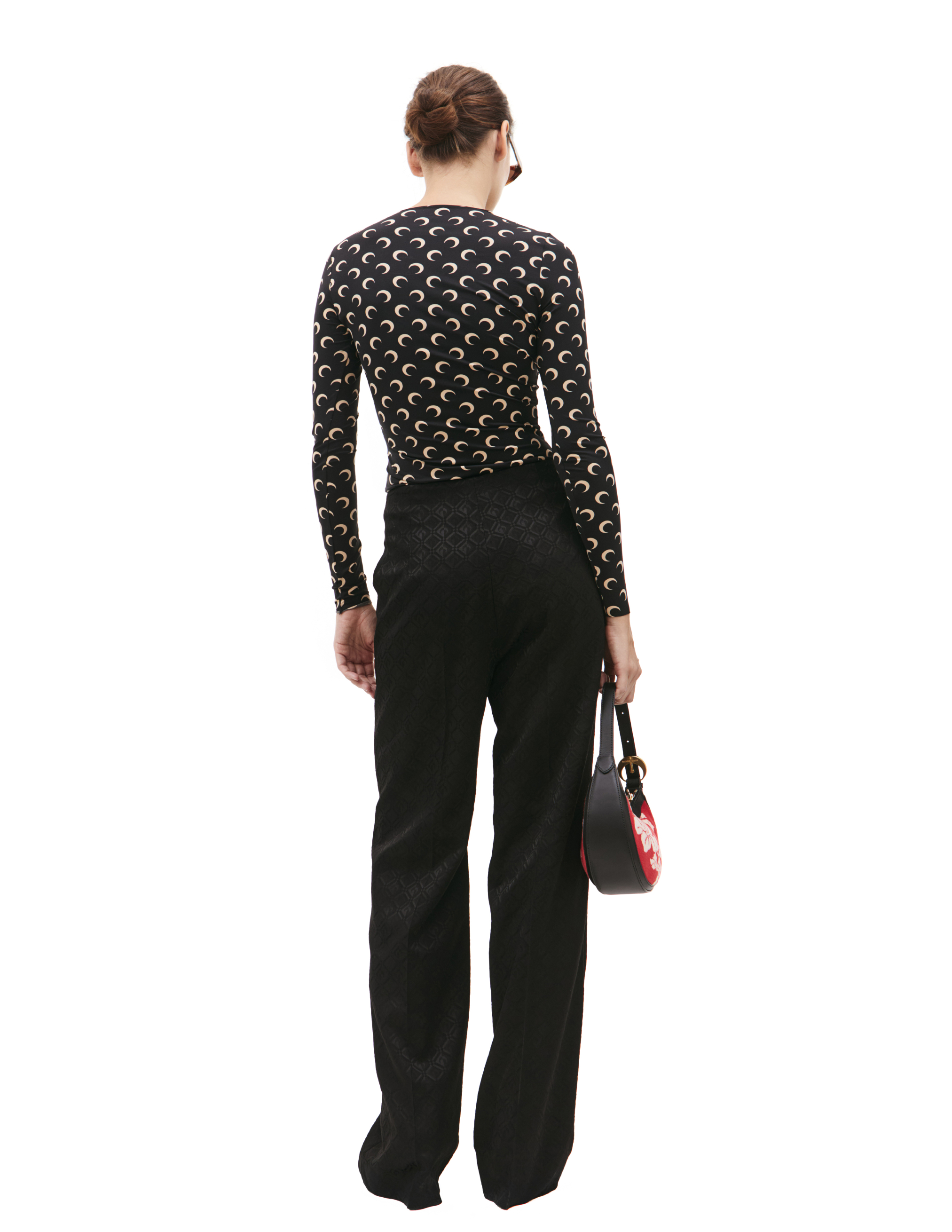 Shop Marine Serre Straight-leg Pants With Cut-out Detailing In Black