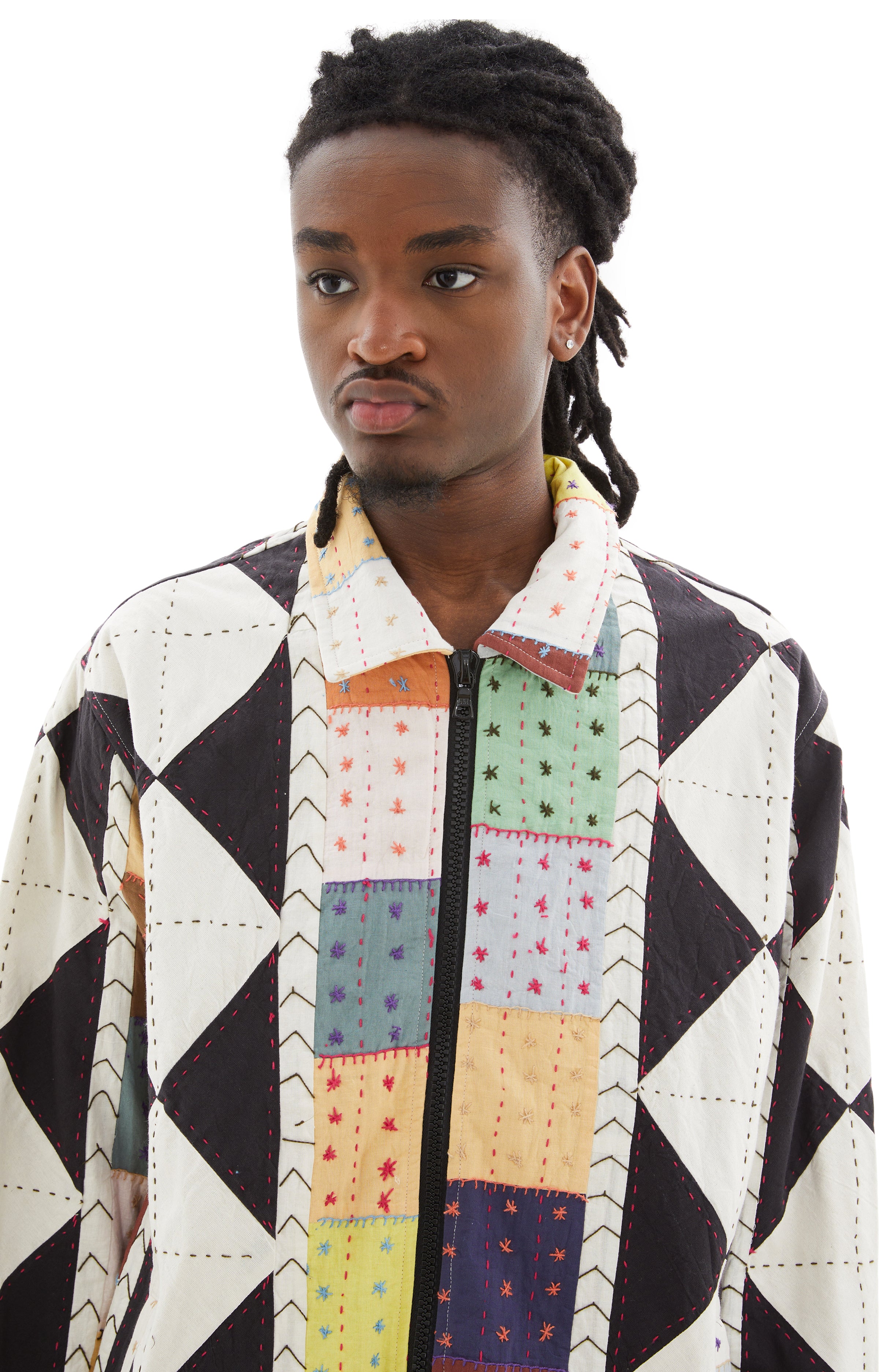 Buy KARTIK Research men patchwork quilted zip work jacket
