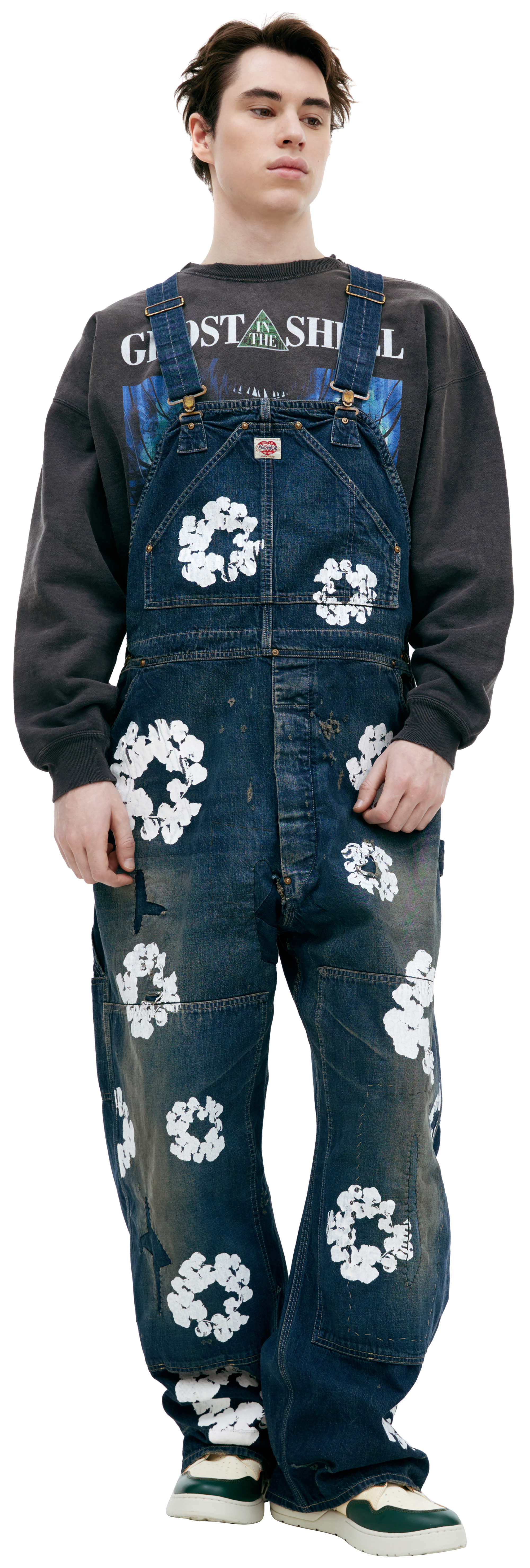 Xxxmi Buy Saint Mxxxxxx men navy blue denim jumpsuit with flowers