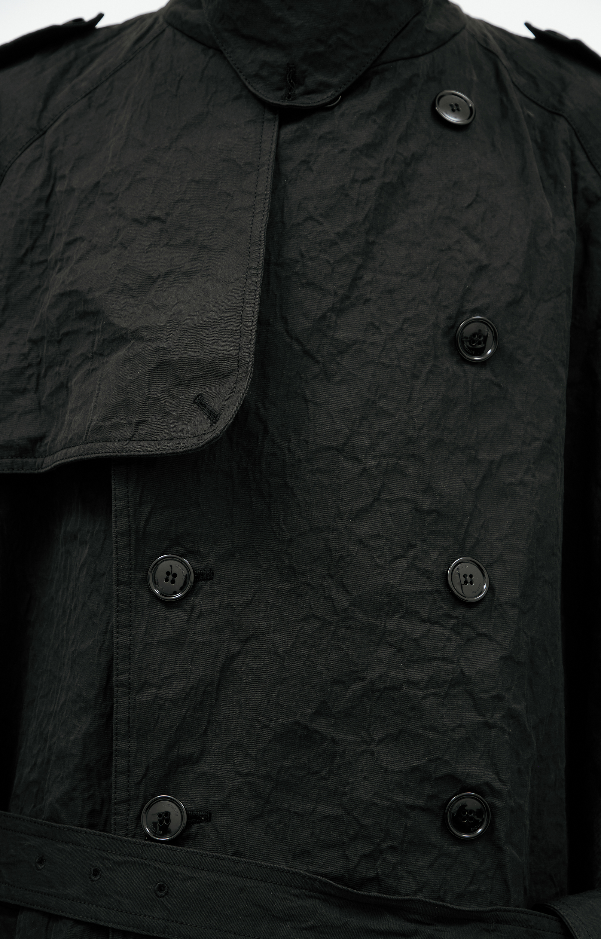 Buy VETEMENTS men black double-breasted trench coat with belt for