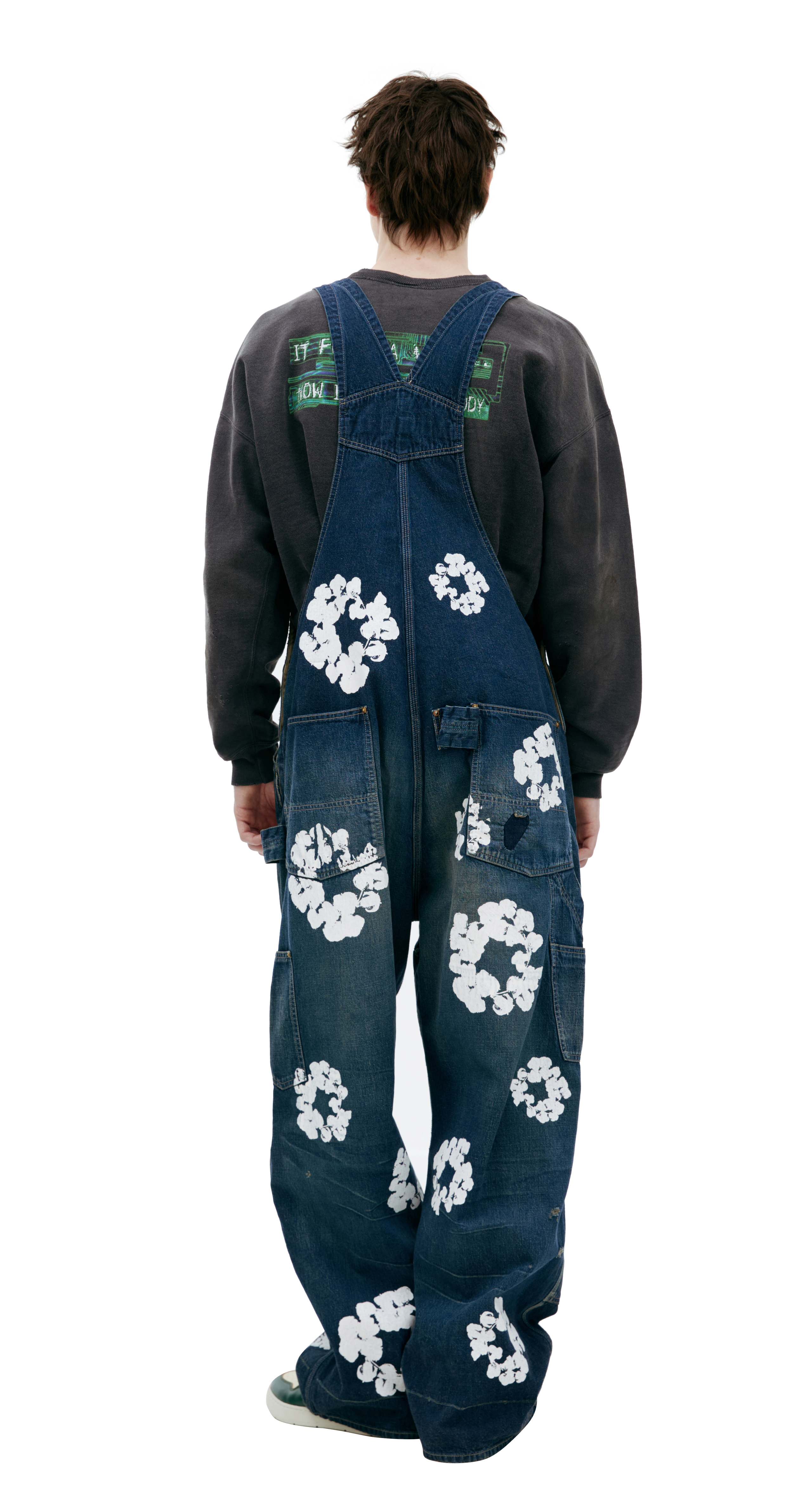 ミュージシャン FF EMBLEM JUMPSUIT Buy Saint Mxxxxxx men navy blue denim jumpsuit with flowers
