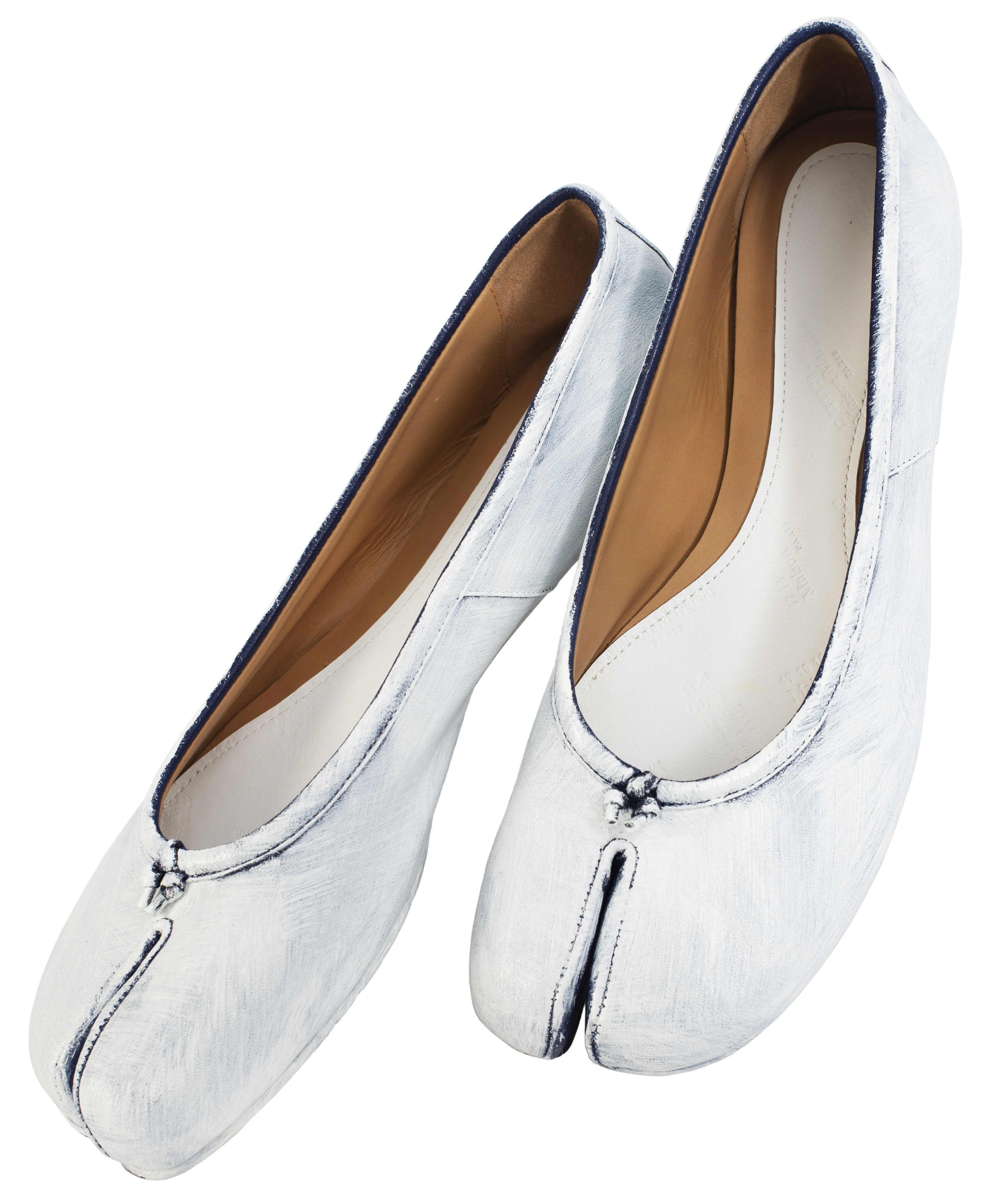 Buy Maison Margiela women white tabi painted ballerina flats for