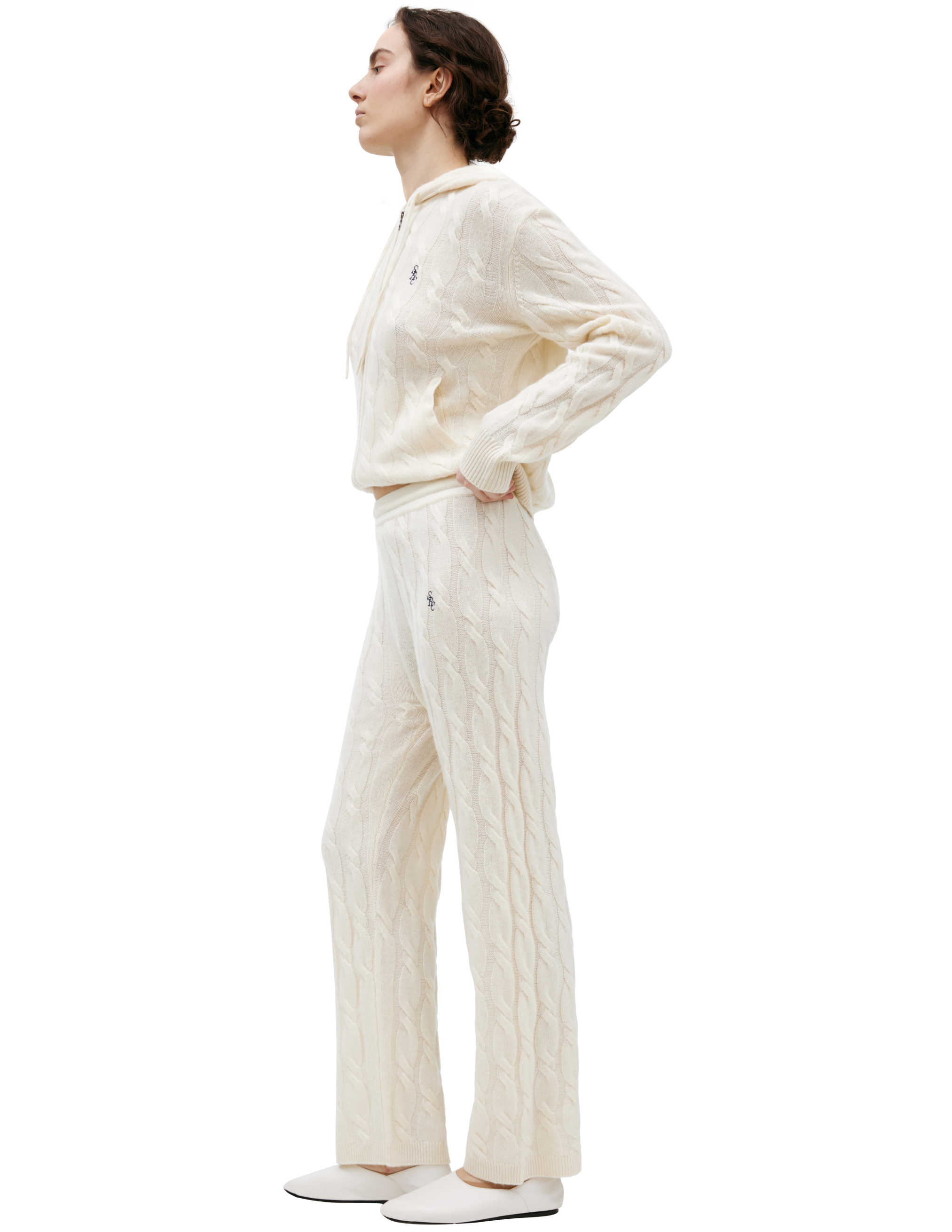 Sporty And Rich Cable-knit Trousers In Beige