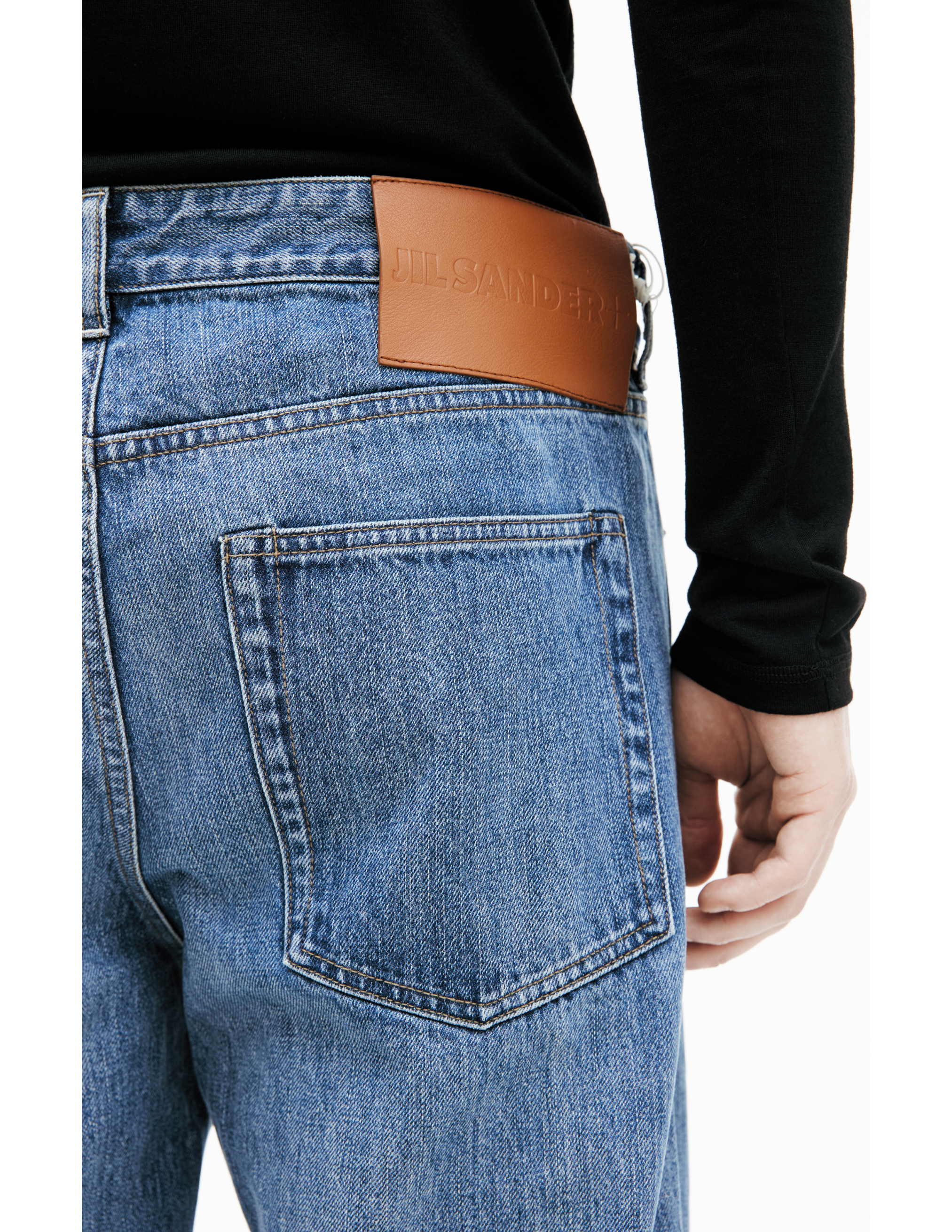 Jil Sander Straight Jeans With Patch In Blue
