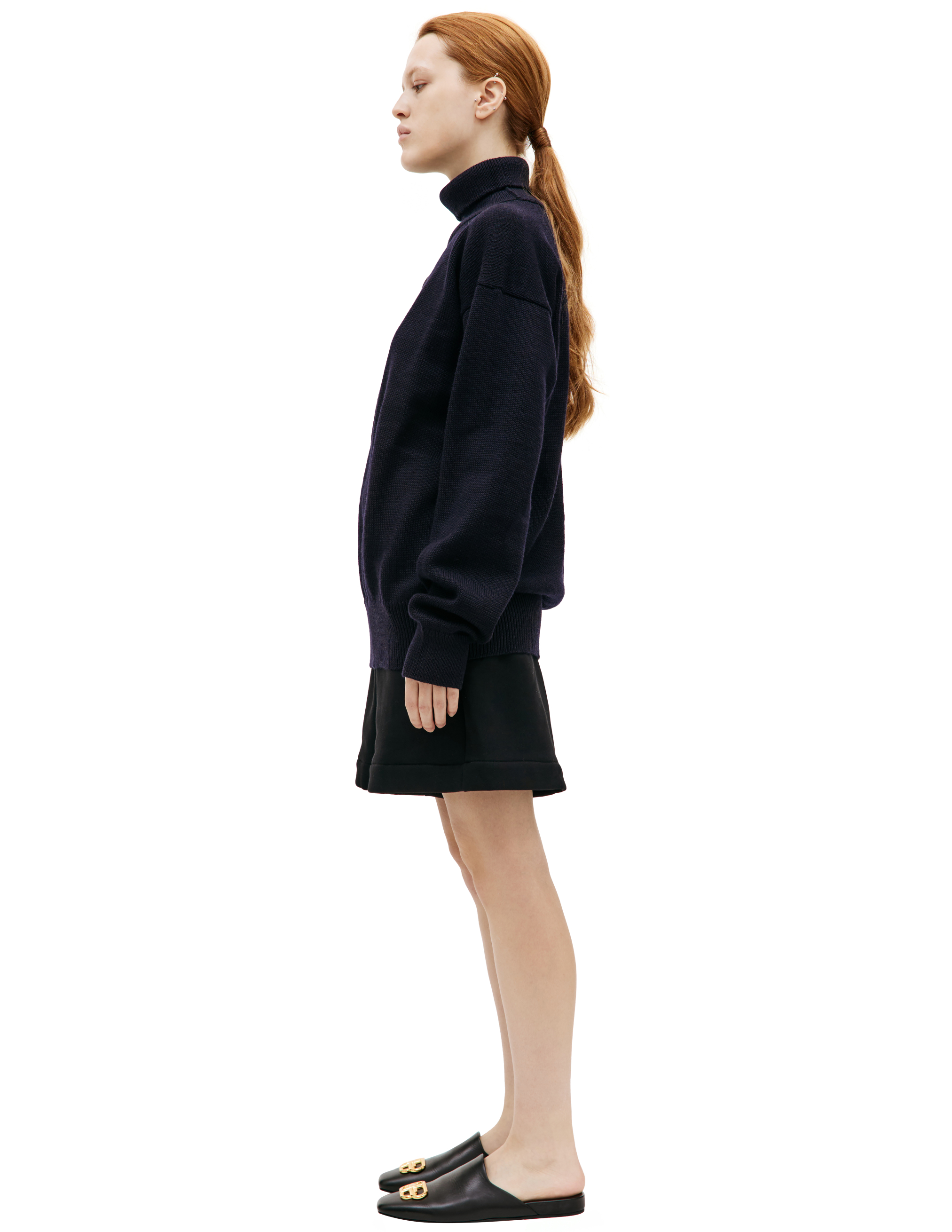 Shop Jil Sander Wool Turtleneck Sweater In Navy Blue