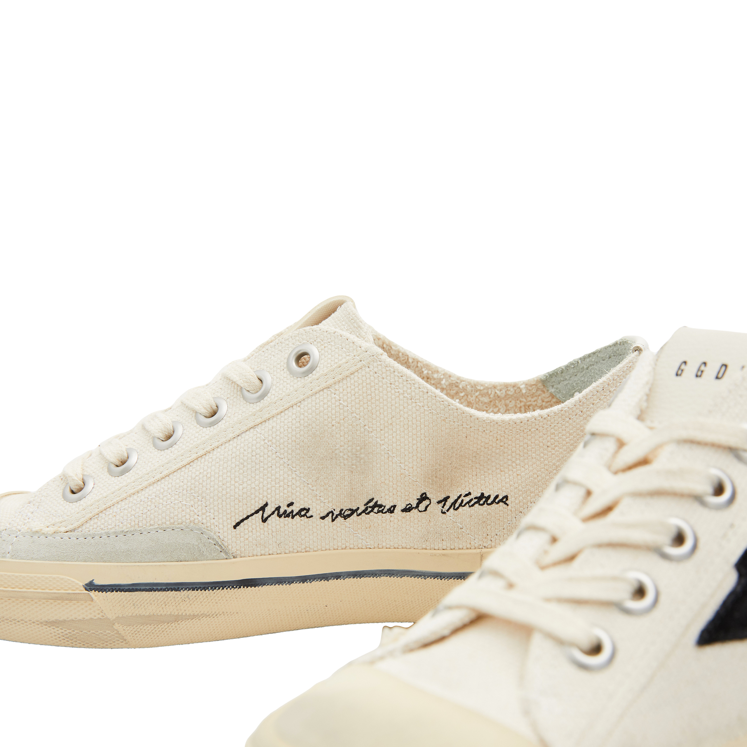 Shop Golden Goose V-star Canvas Sneakers In White