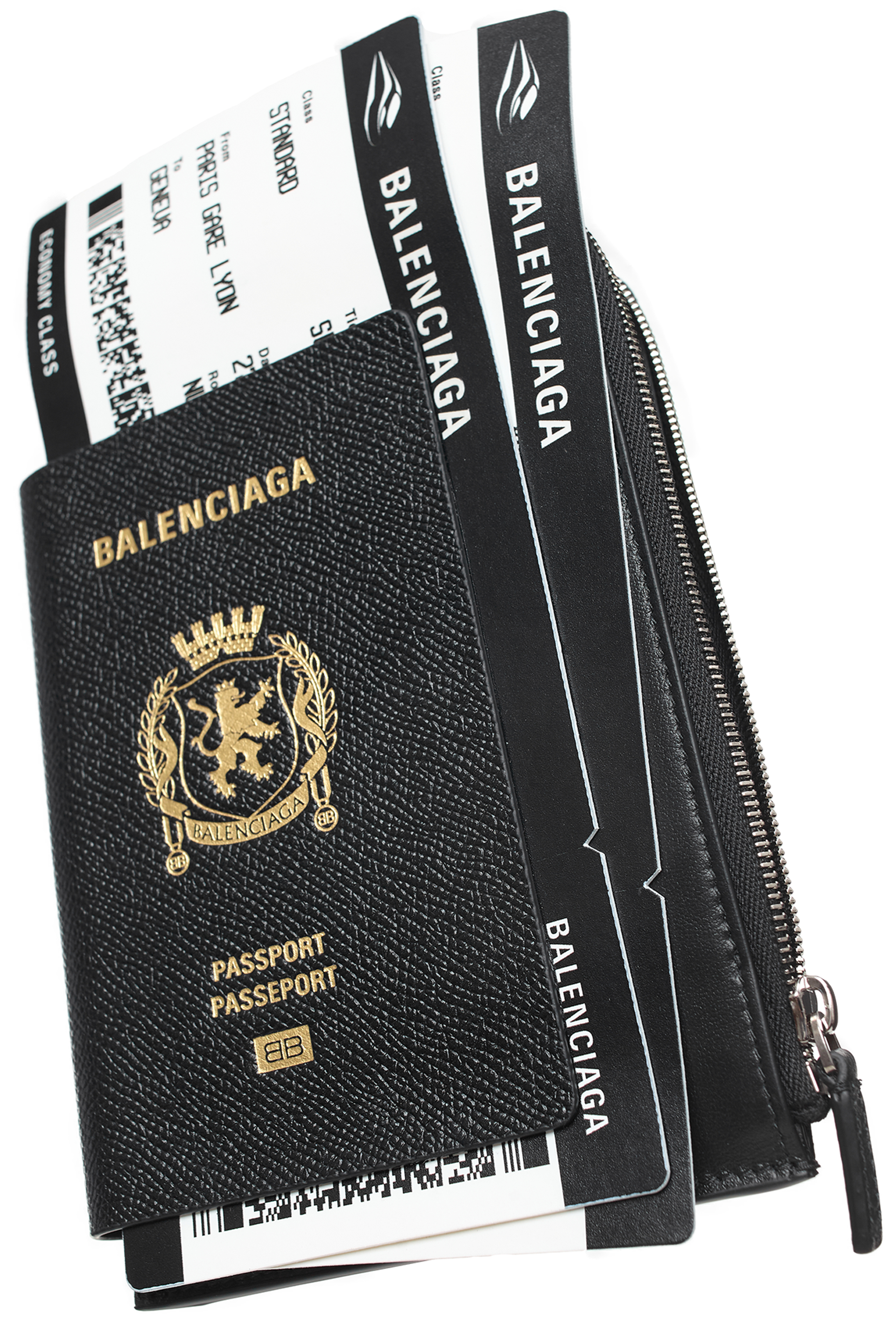 Buy Balenciaga women black passport-shaped wallet with ticket for
