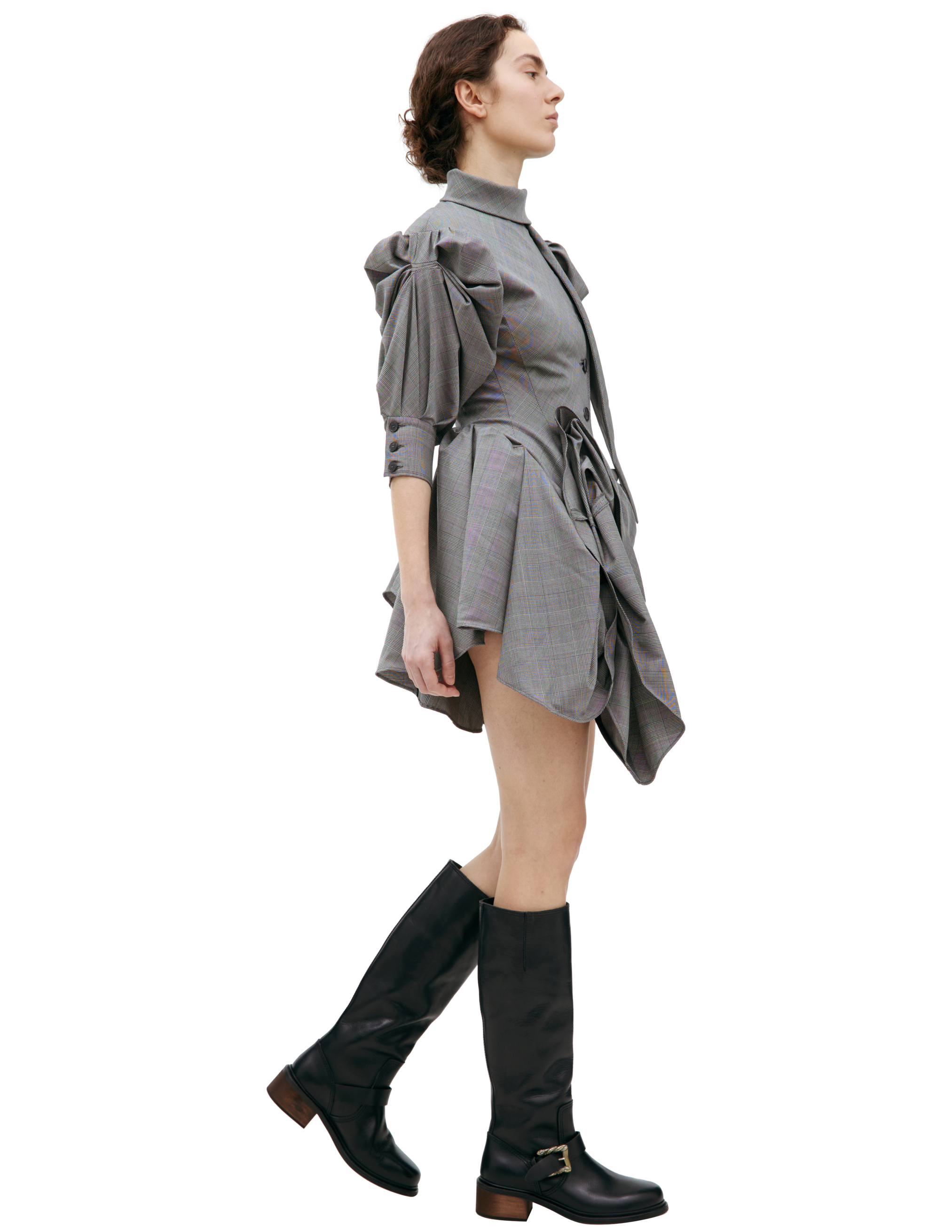 Enfants Riches Deprimes Wool Plaid Dress In Grey