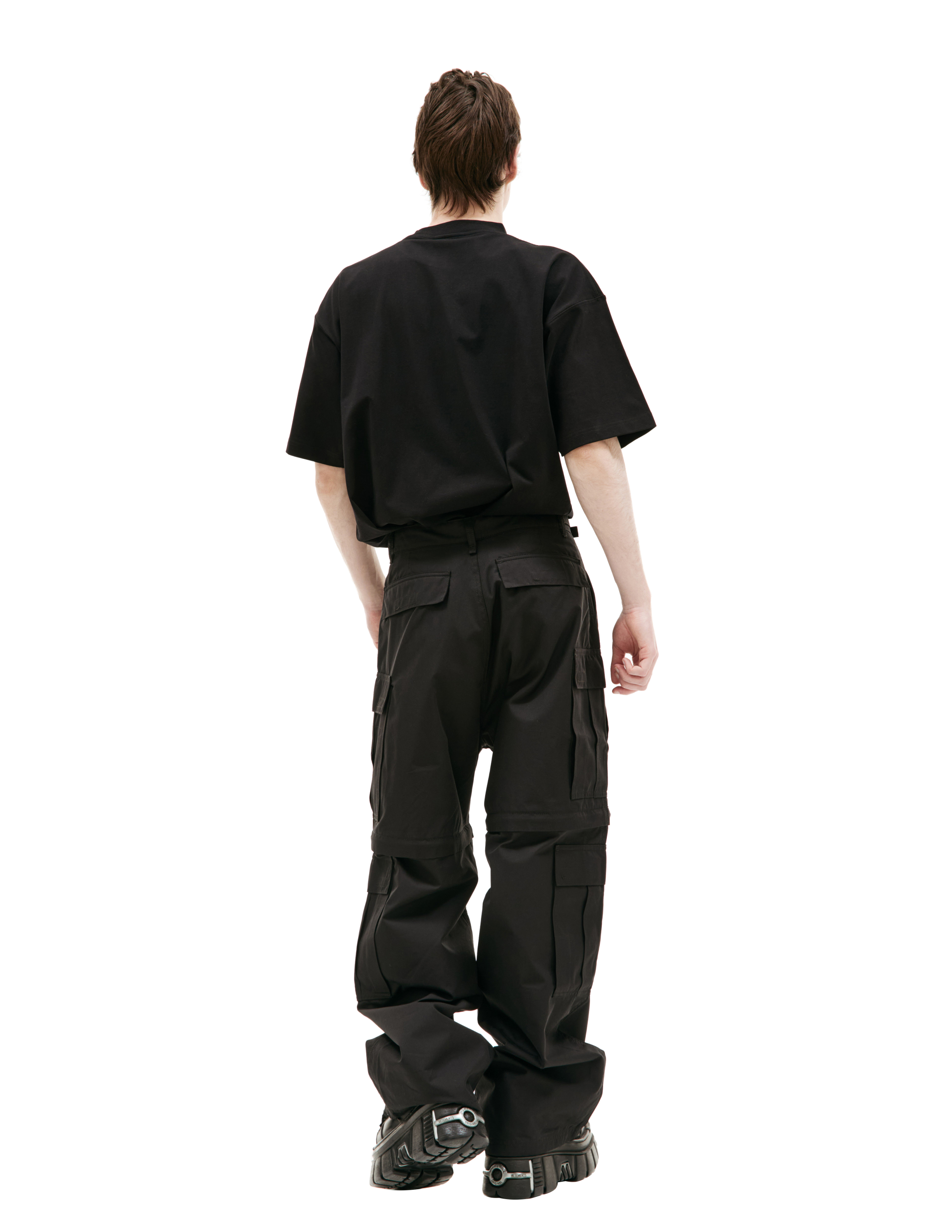 Shop Vtmnts Black Detachable Leg Cargo Trousers