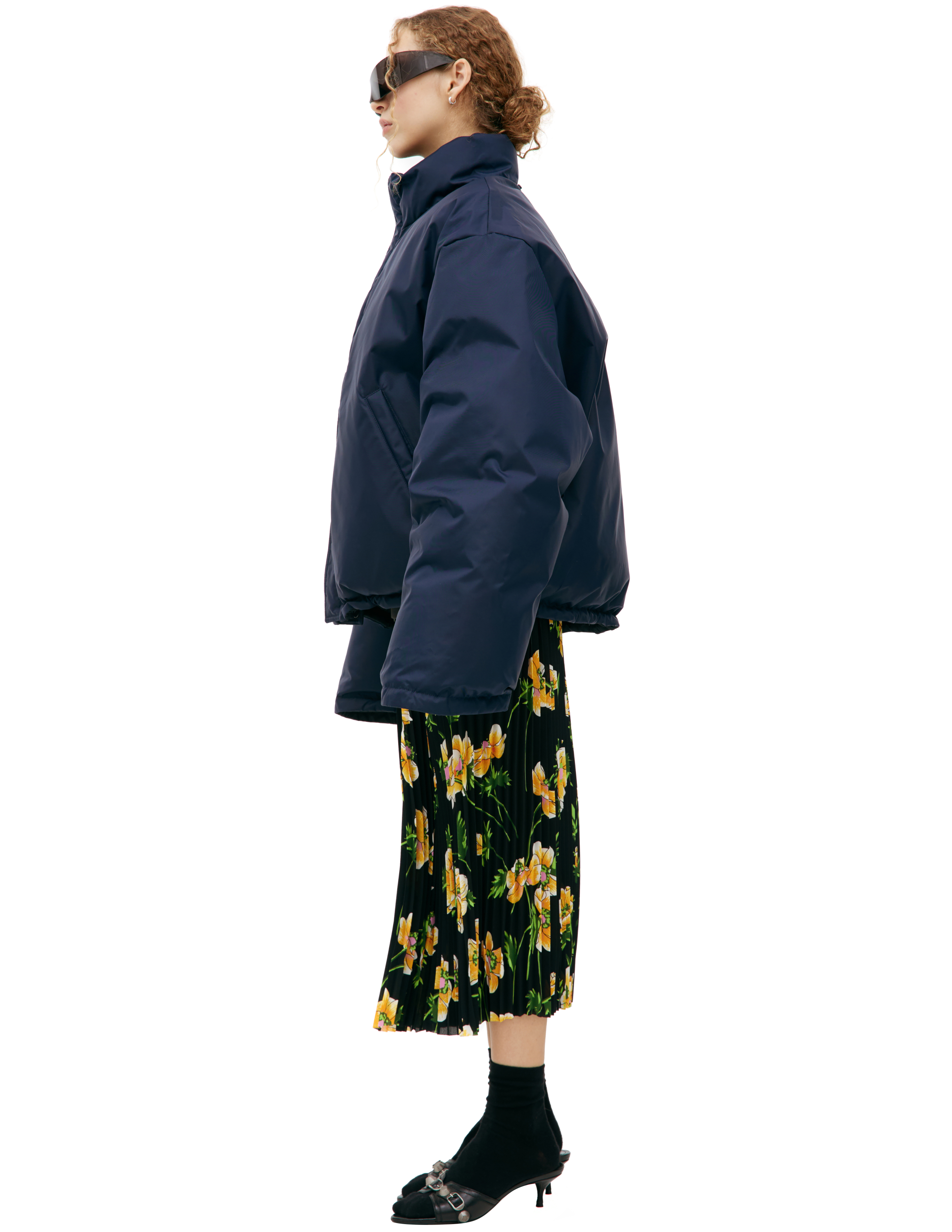 Balenciaga Double-sided Down Jacket In Navy Blue