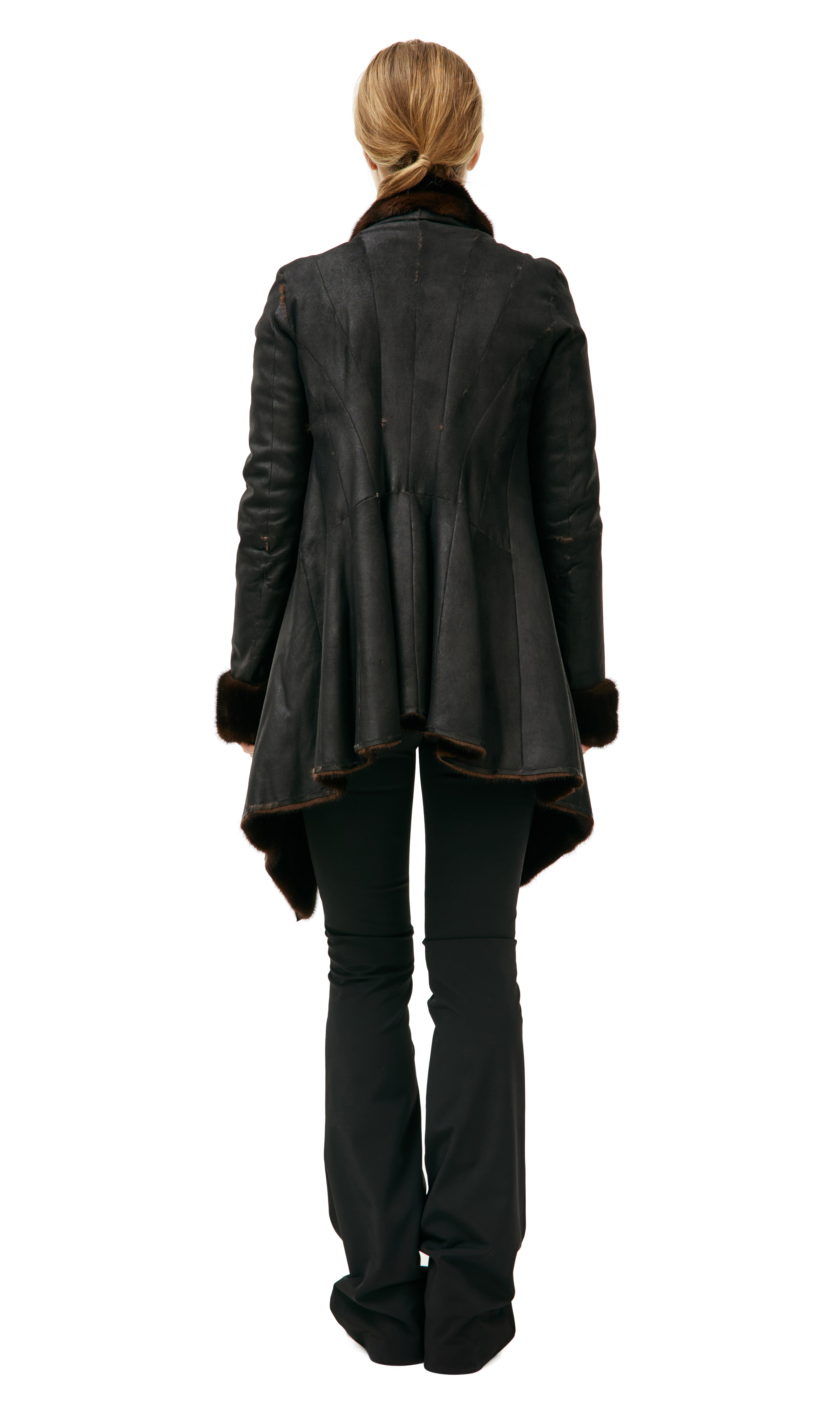 Buy HUN Rick Owens women black double-faced mink fur coat for