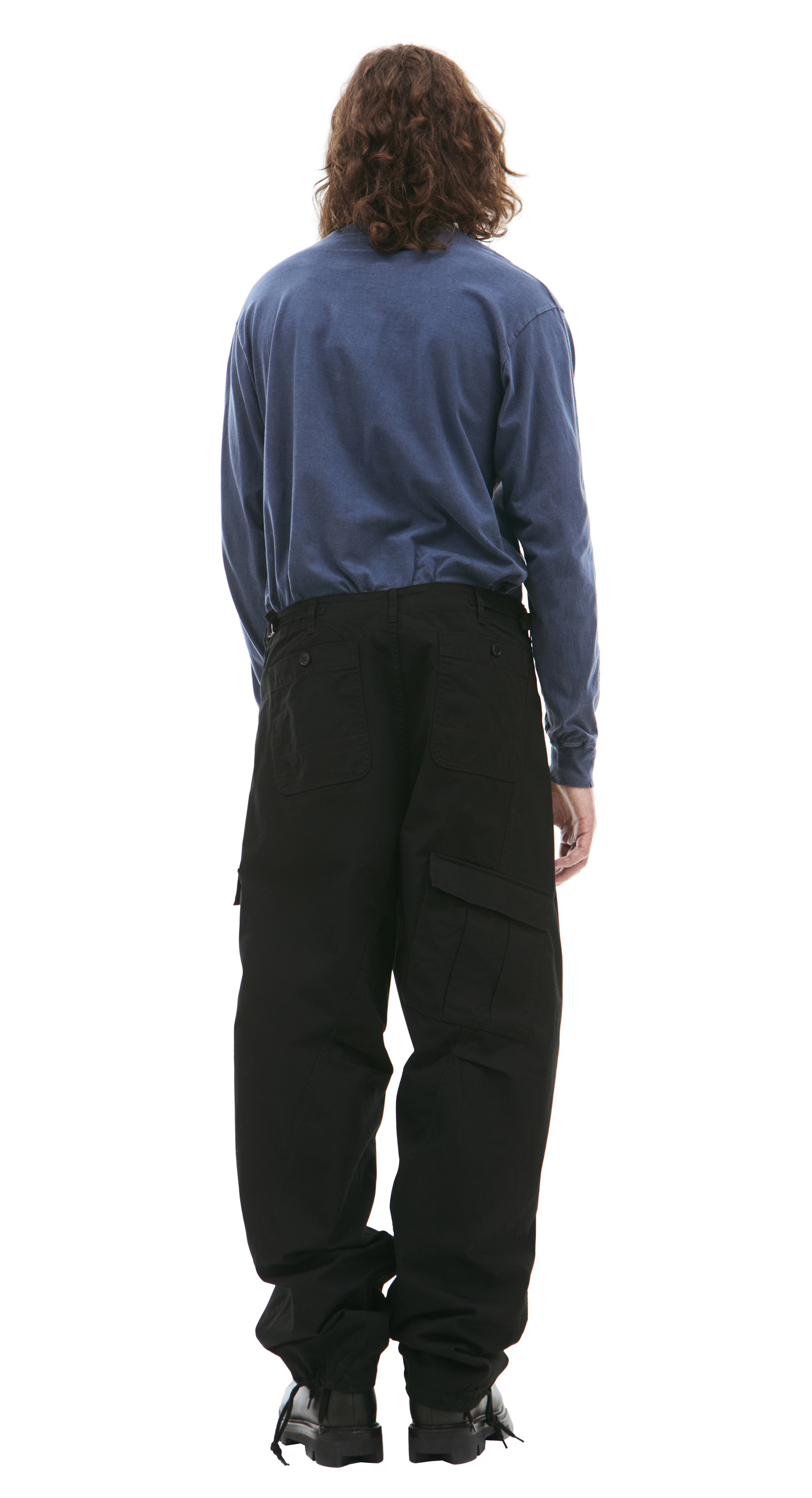 Buy Undercover men black straight cargo trousers for $438