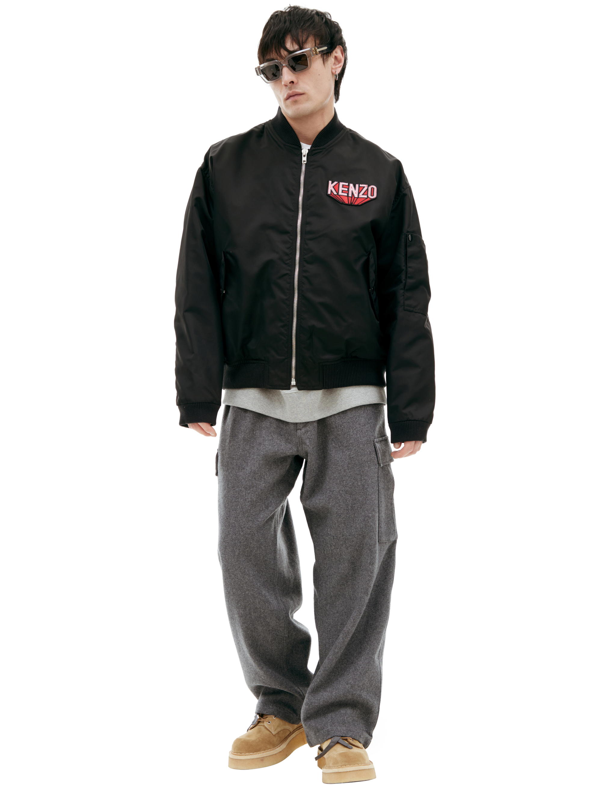 Kenzo Black Jacket With Patch In Black