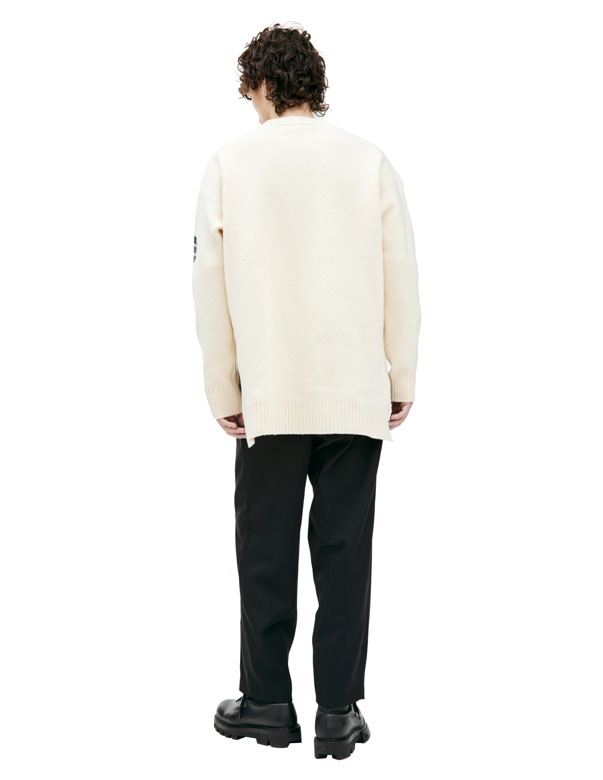 Jil Sander Printed Wool Sweater In Beige
