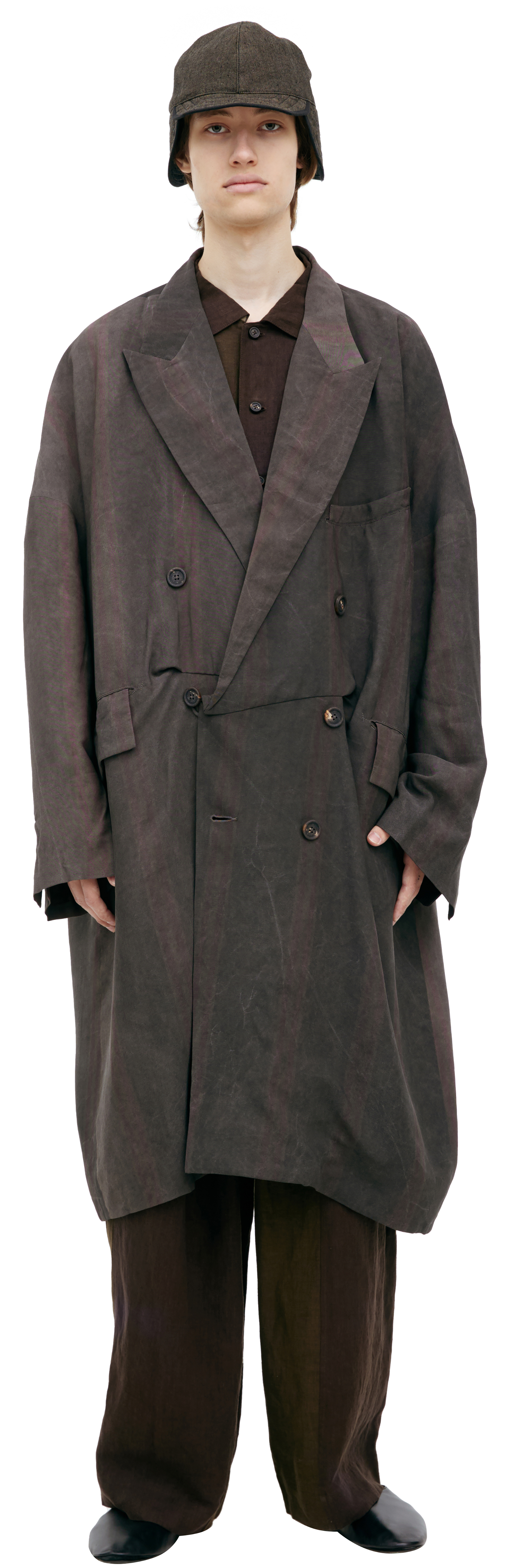 完璧 Buy Ziggy coat trench striped double-breasted grey men Chen ジャケット・アウター