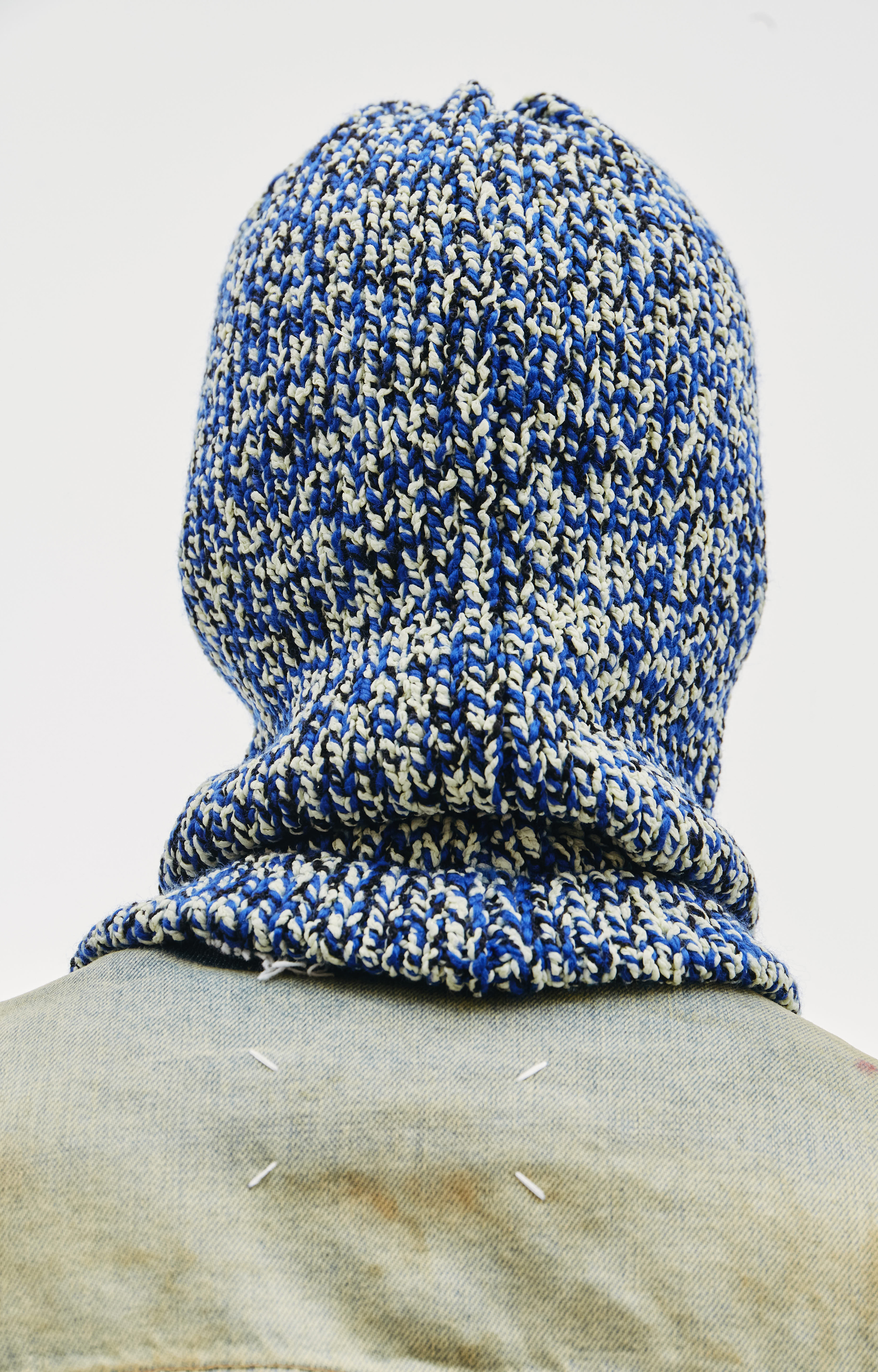 Buy Maison Margiela men blue wool-blend balaclava for $294