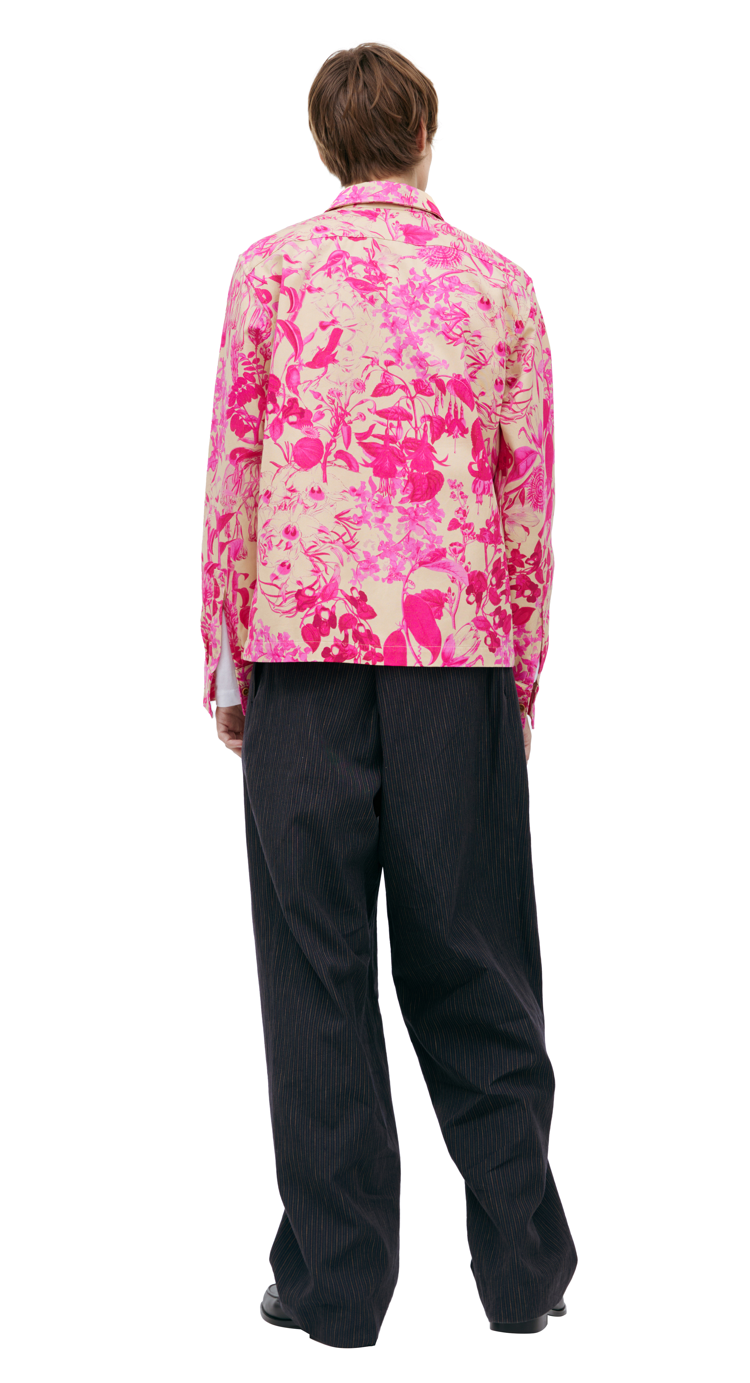 Buy Dries Van Noten men pink monoprint shirt for $588 online