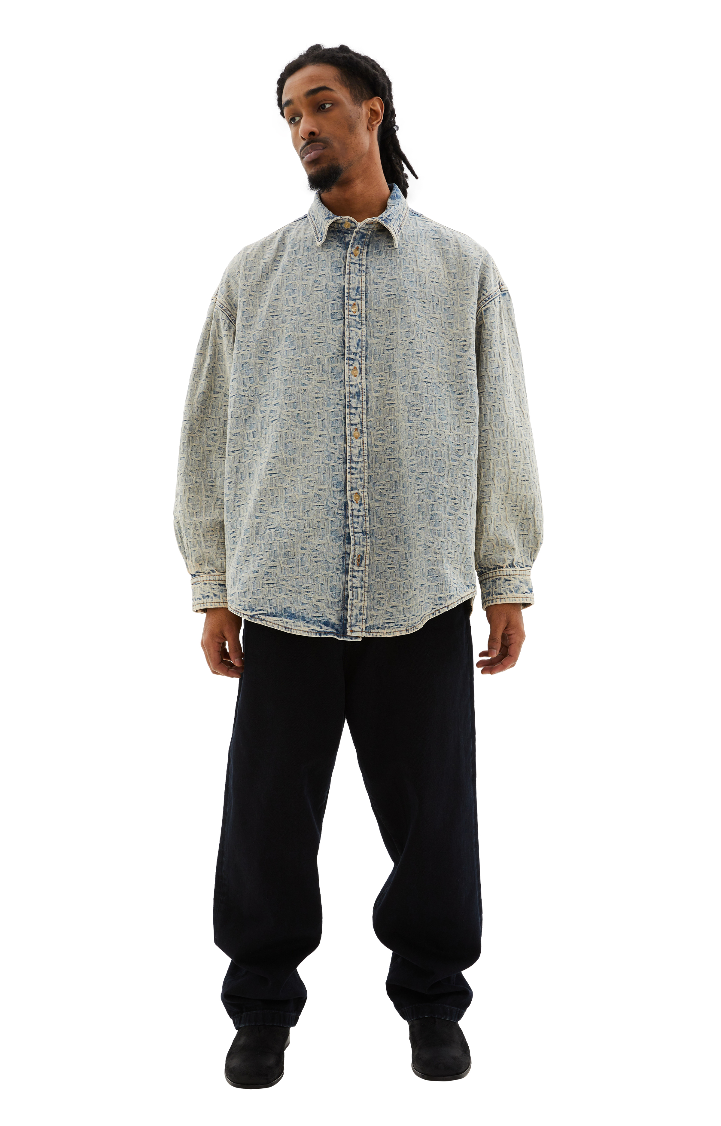 Acne studiosのモノグラムシャツ 50 Buy Acne Studios men blue monoprint denim shirt for $580 online on
