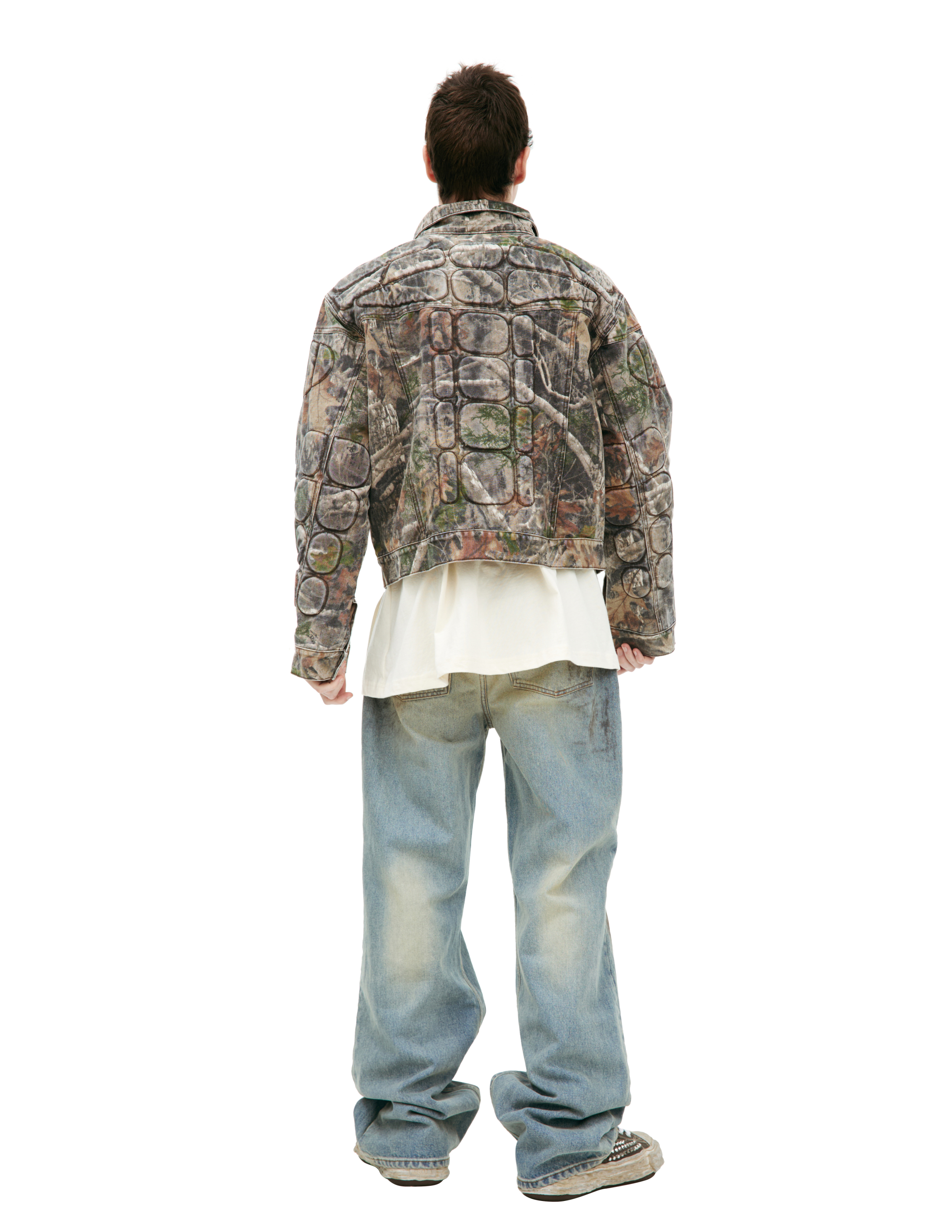 Satoshi Nakamoto Monoprint Denim Jacket In Green