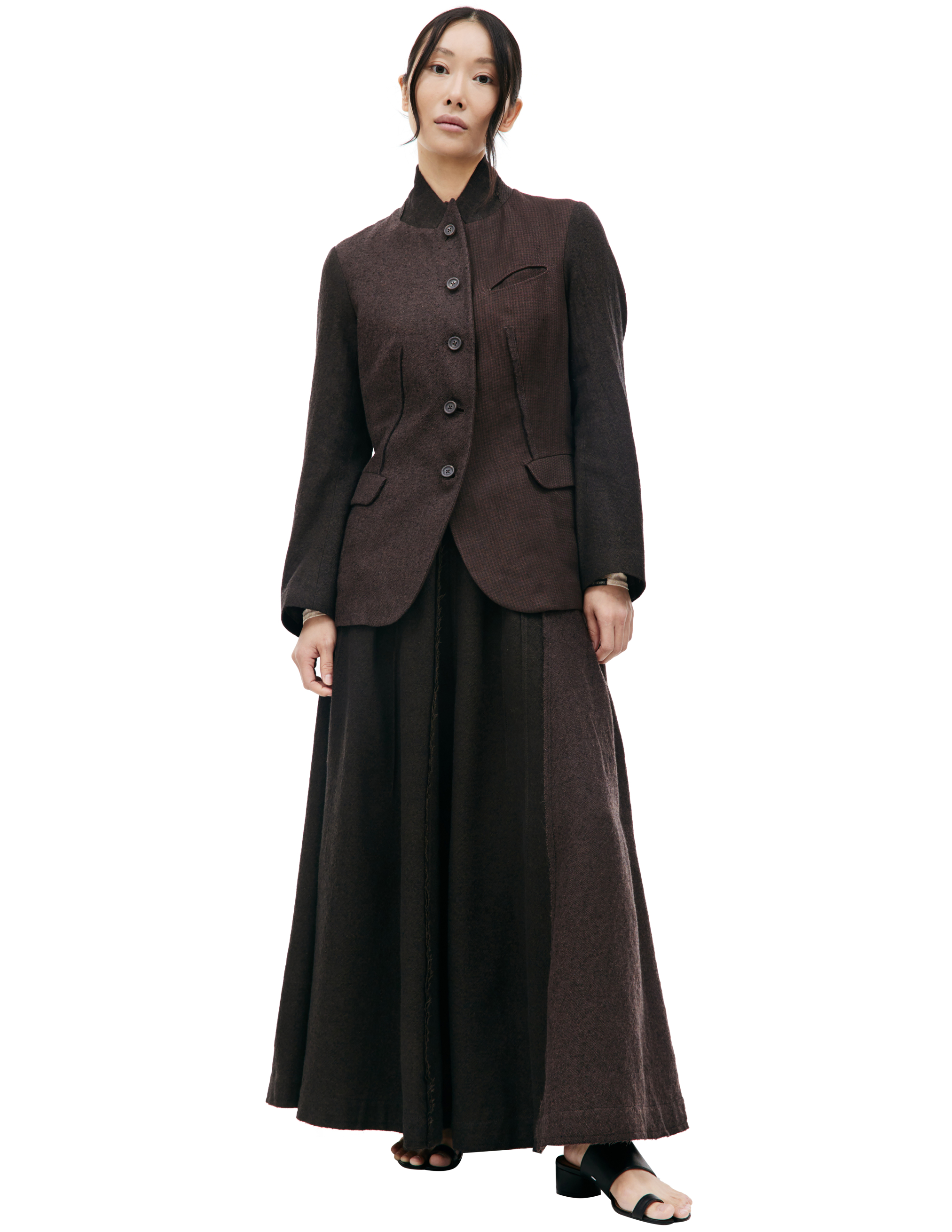 Ziggy Chen Stand Collar Wool Blazer In Black