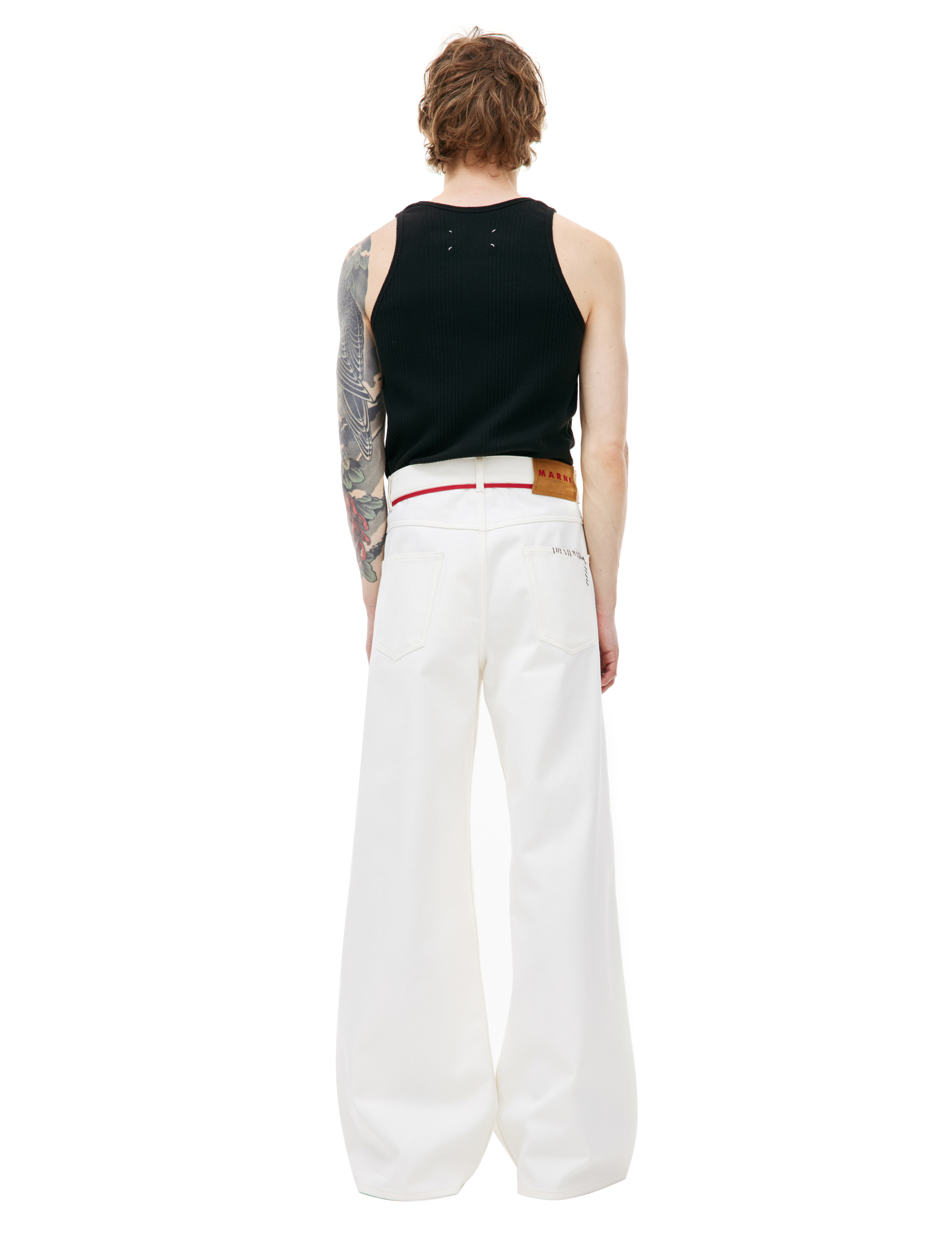 Shop Marni White Drawstring Jeans