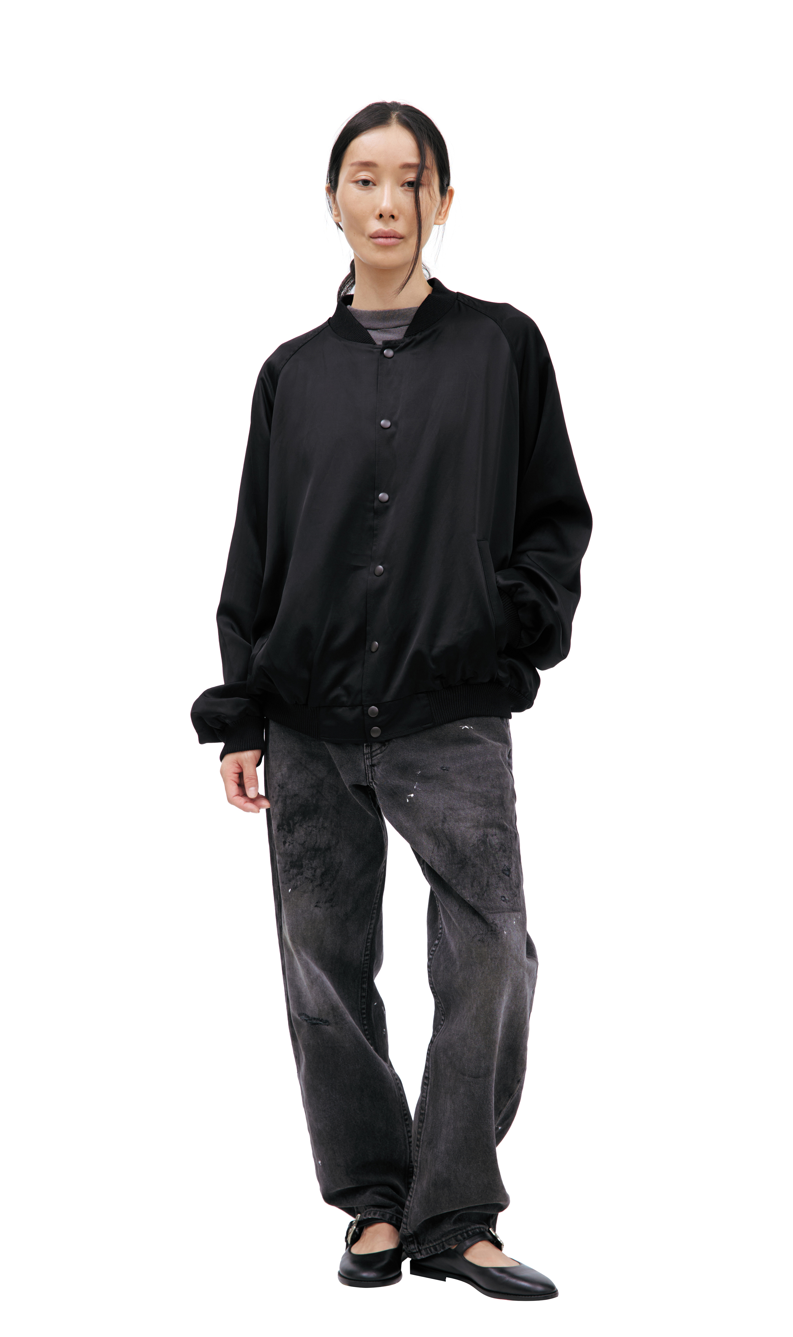Saint Mxxxxxx Black bomber jacket with buttons
