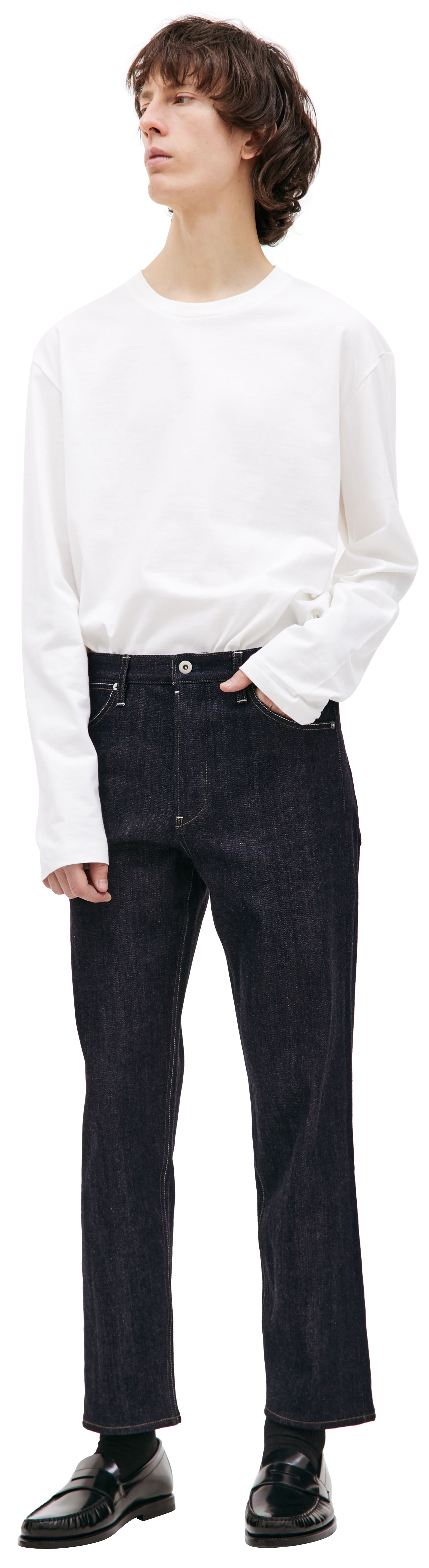 Buy Jil Sander men navy blue straight jeans for $475 online