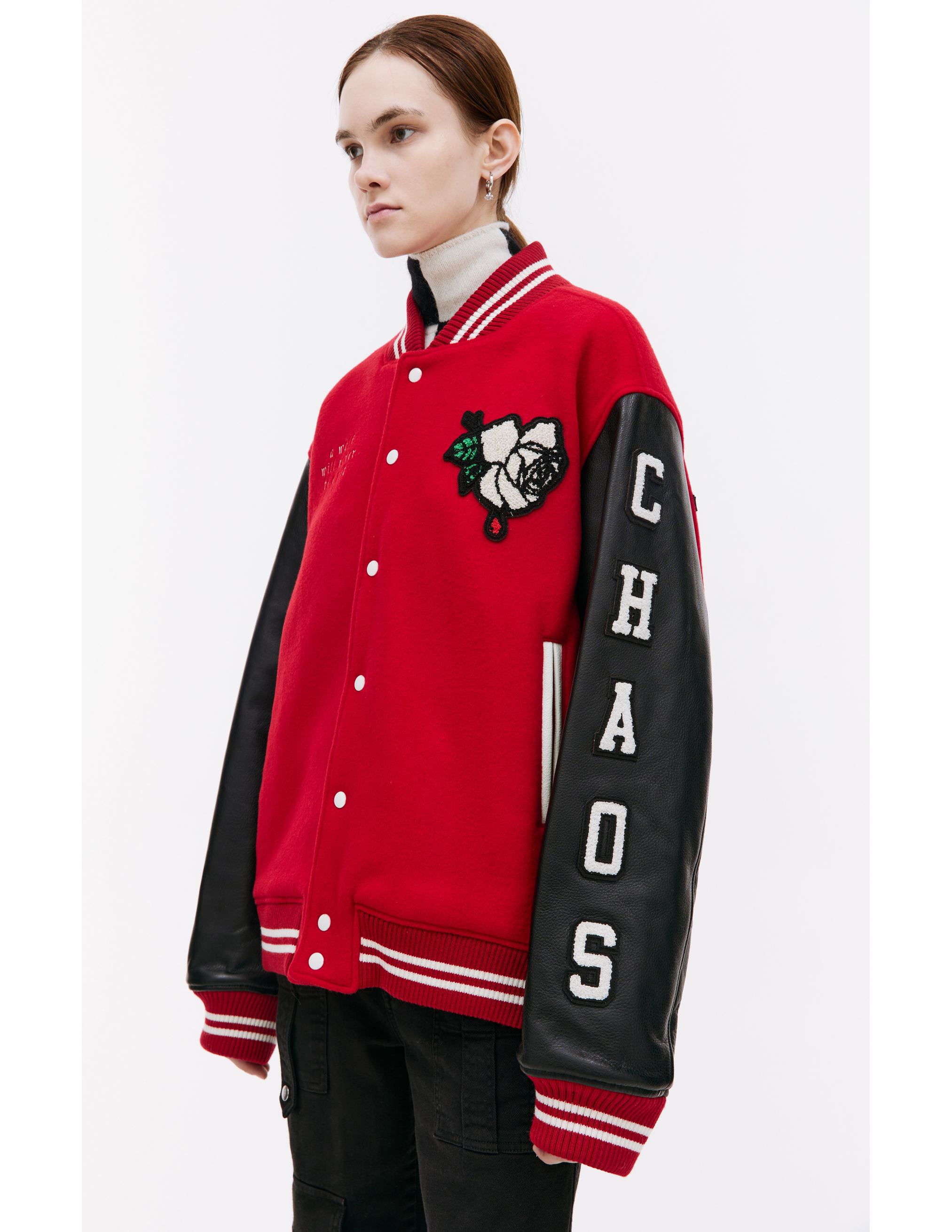 Shop Undercover Combination Bomber Jacket With Patches In Red