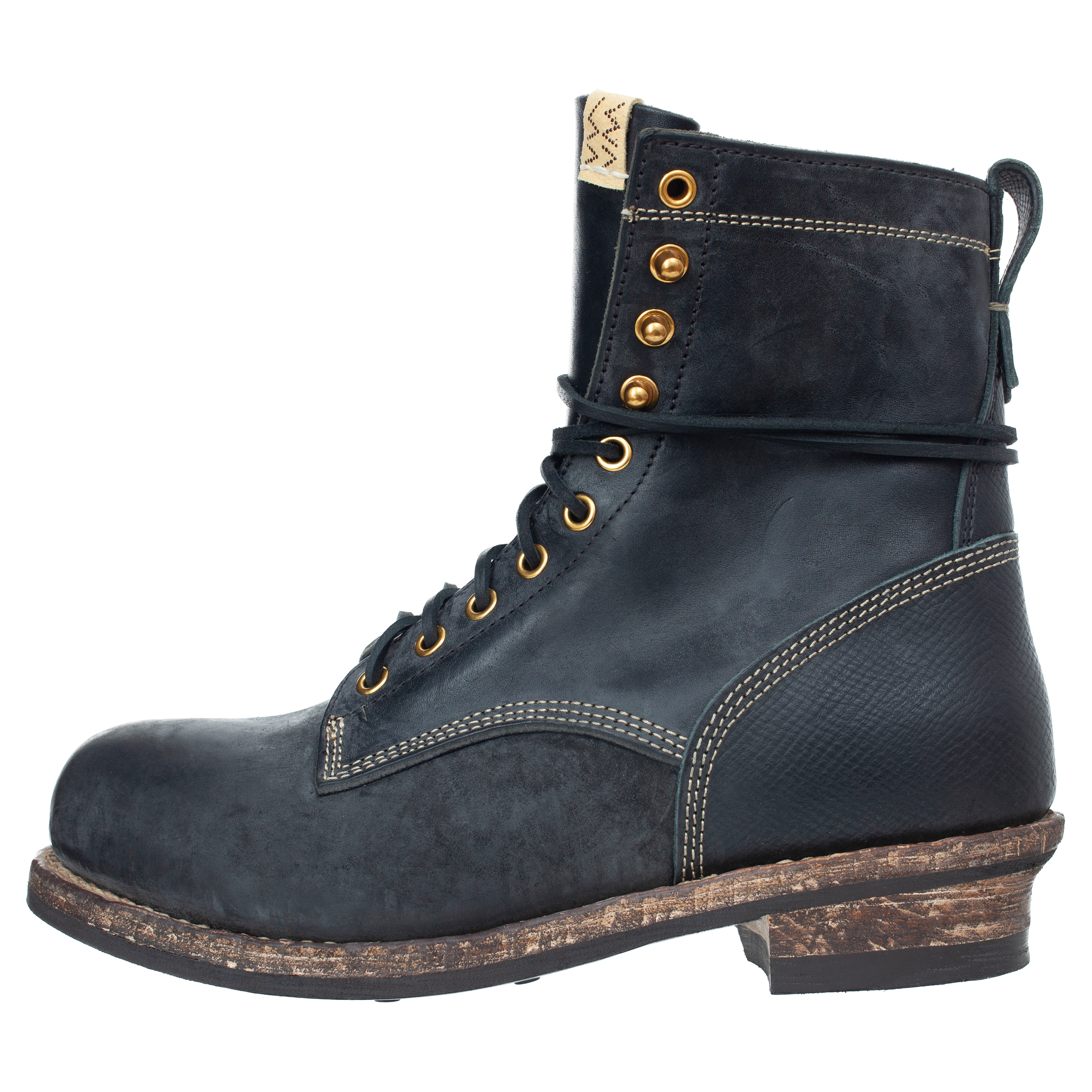 Buy visvim men black poundmaker-folk leather boots for $1,365 