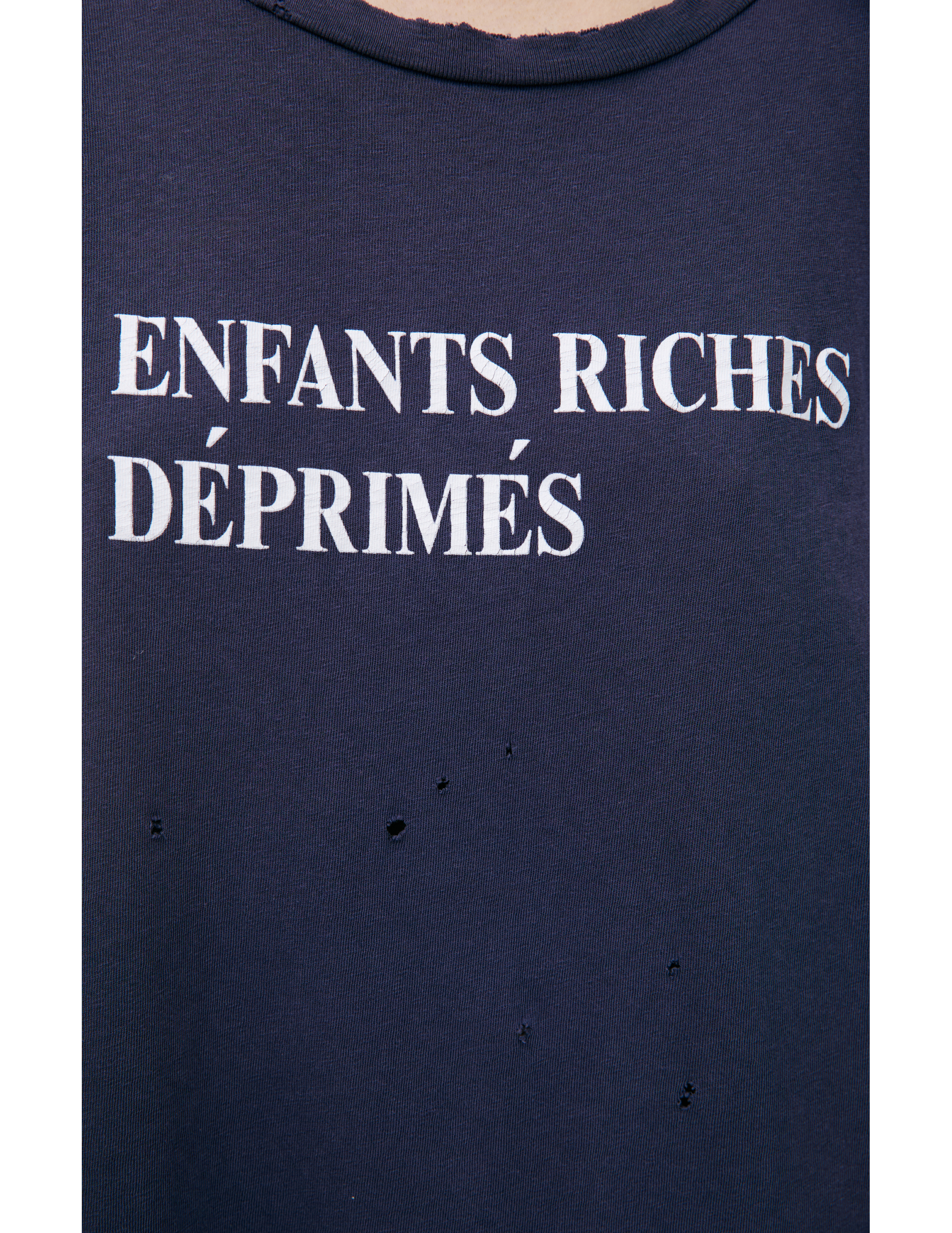 Enfants Riches Deprimes Ripped Logo T-shirt In Navy Blue