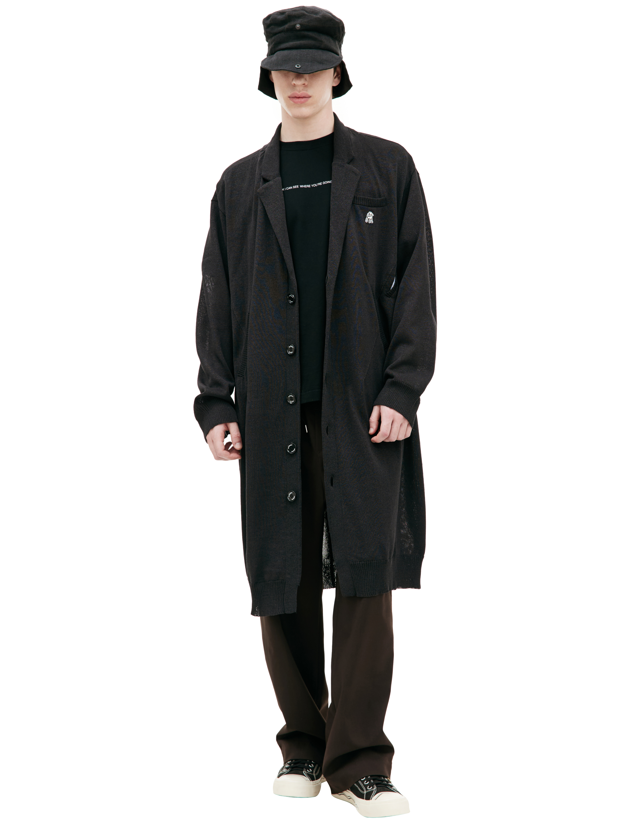 Shop Undercover Embroidered Logo Coat In Black