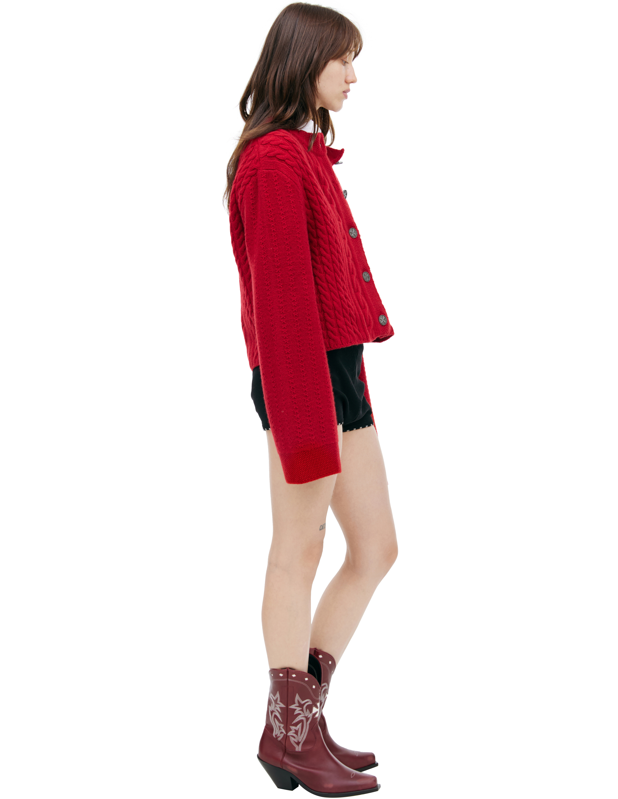 Enfants Riches Deprimes Long-sleeved Knitted Cardigan In Red