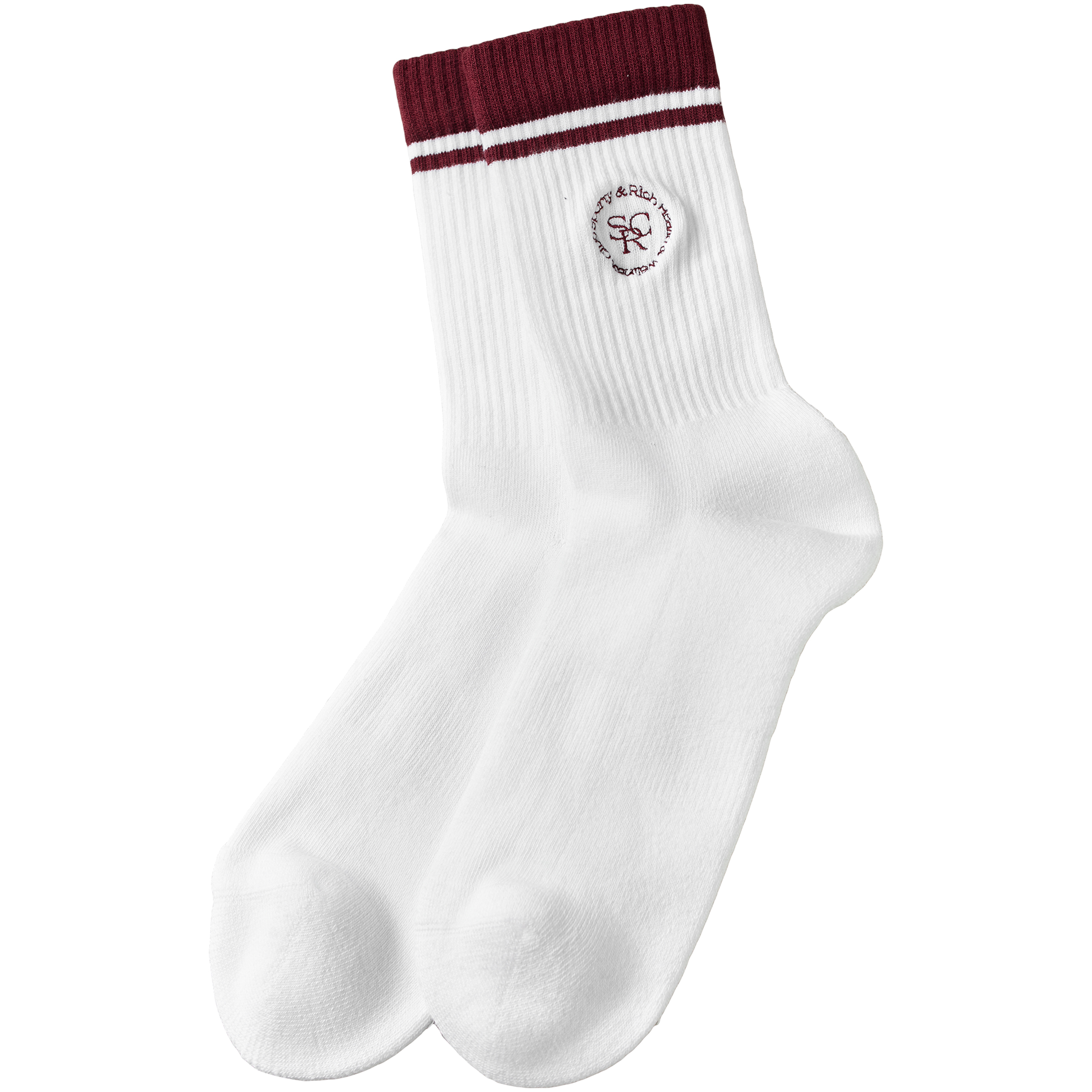 Sporty And Rich Logo-embroidered Cotton Socks In White