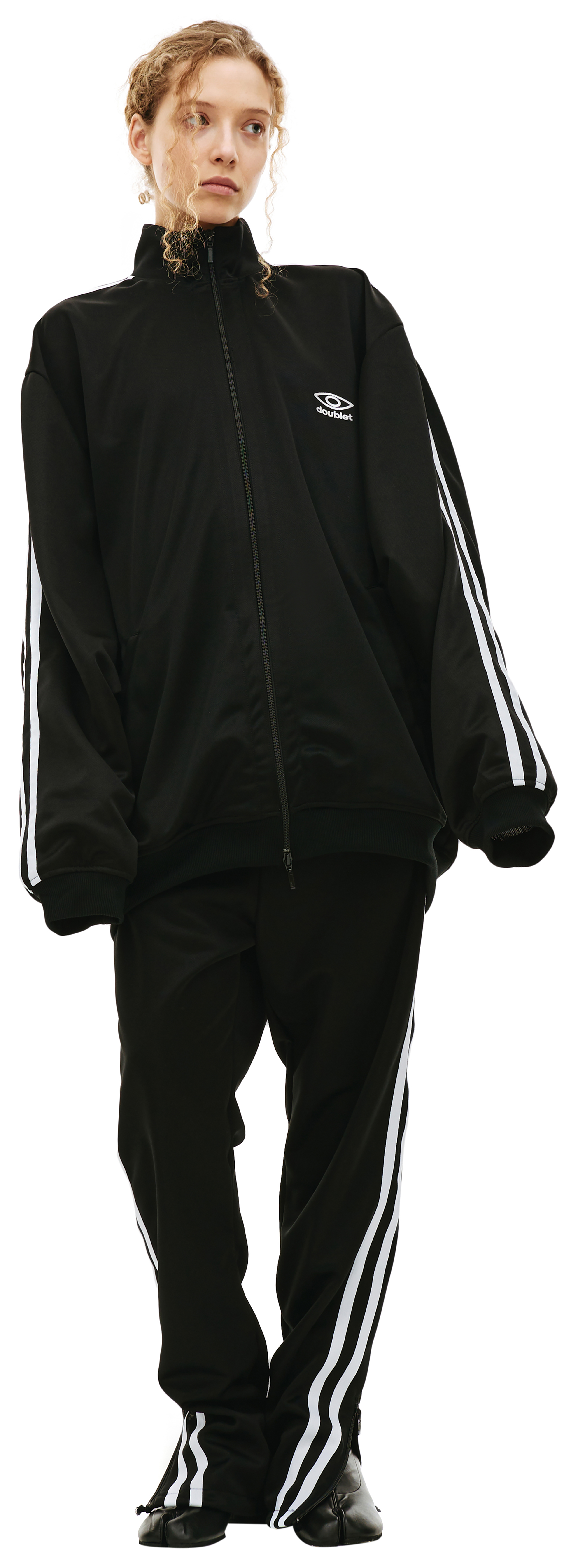 Buy Doublet women black invisible track jacket for $510 online on