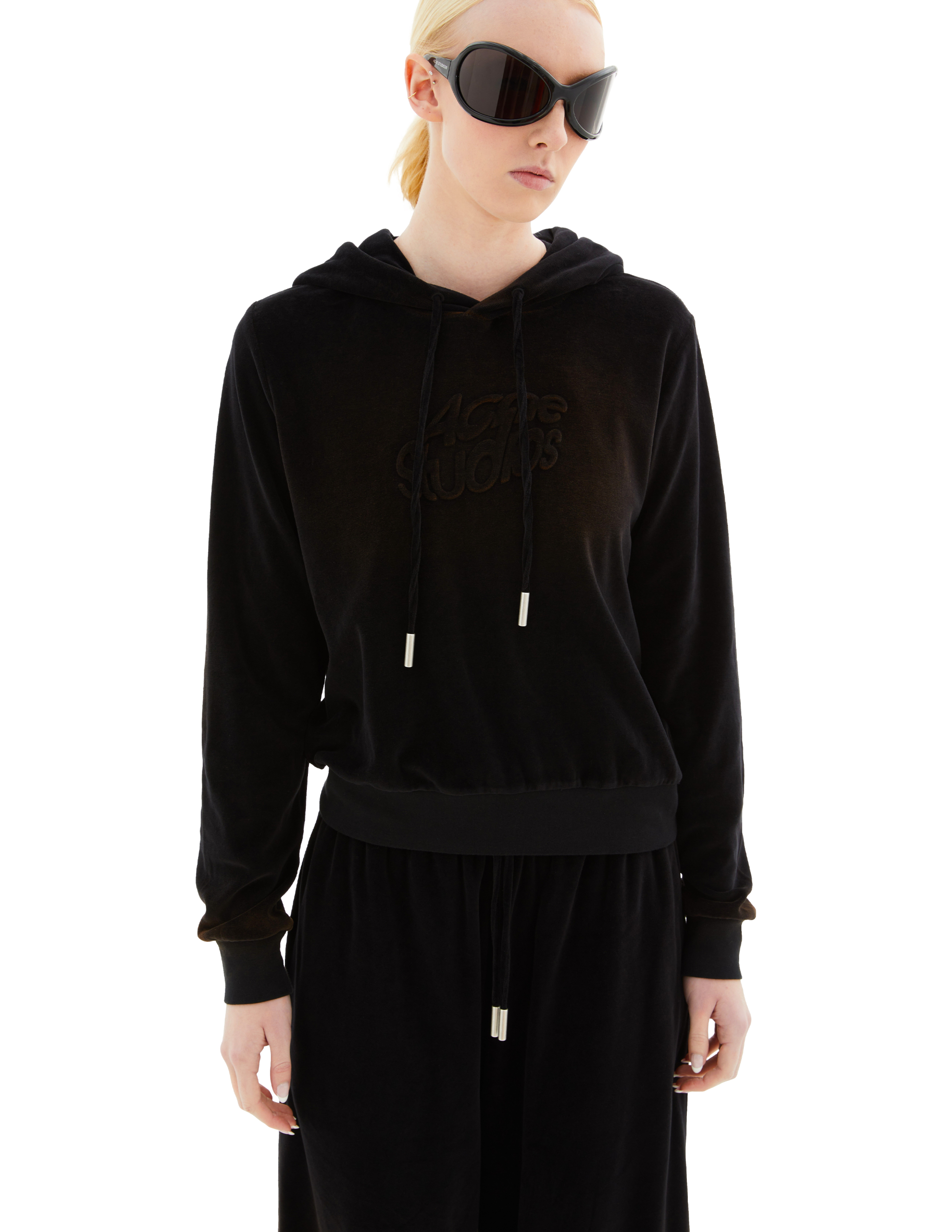 Acne Studios Cropped Hoodie With Logo In Black