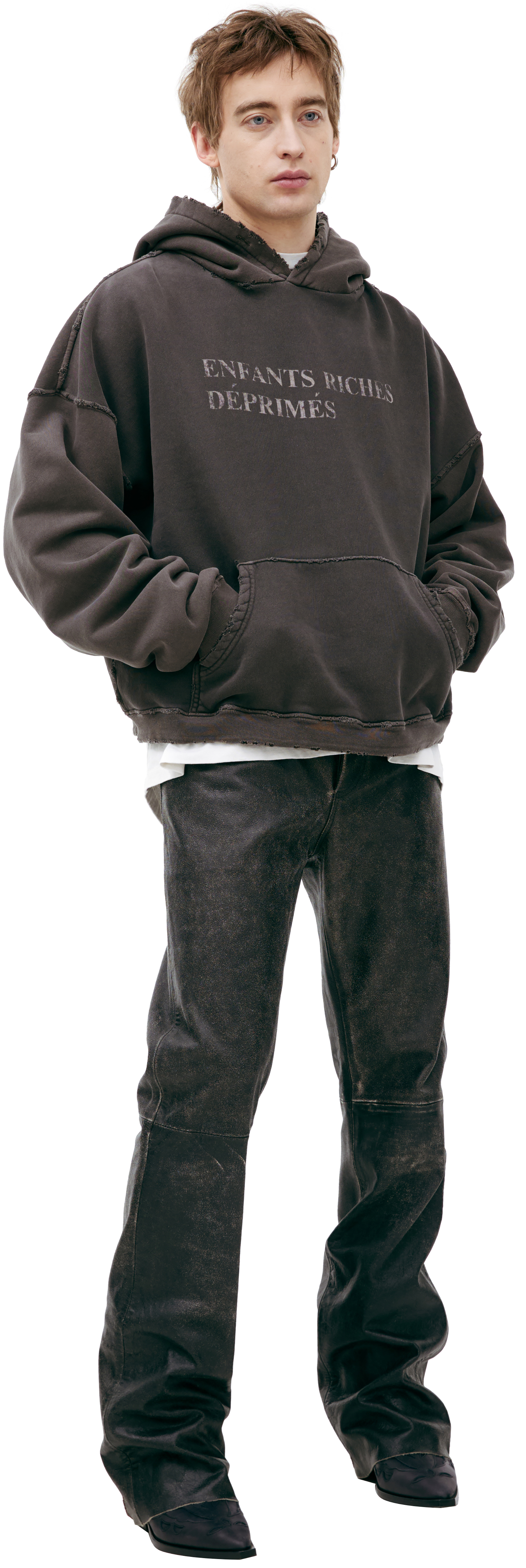 Buy Enfants Riches Déprimés men grey logo cotton hoodie for