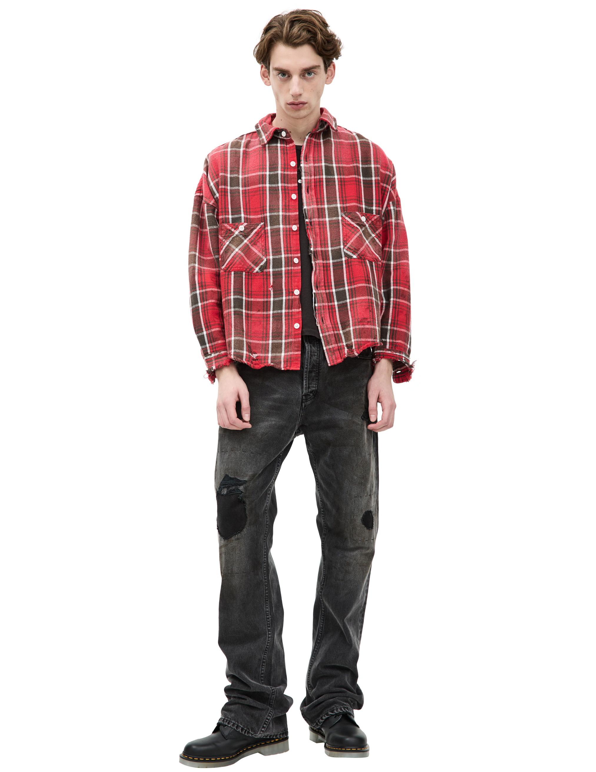 Saint Mxxxxxx Plaid Flannel Shirt In Red