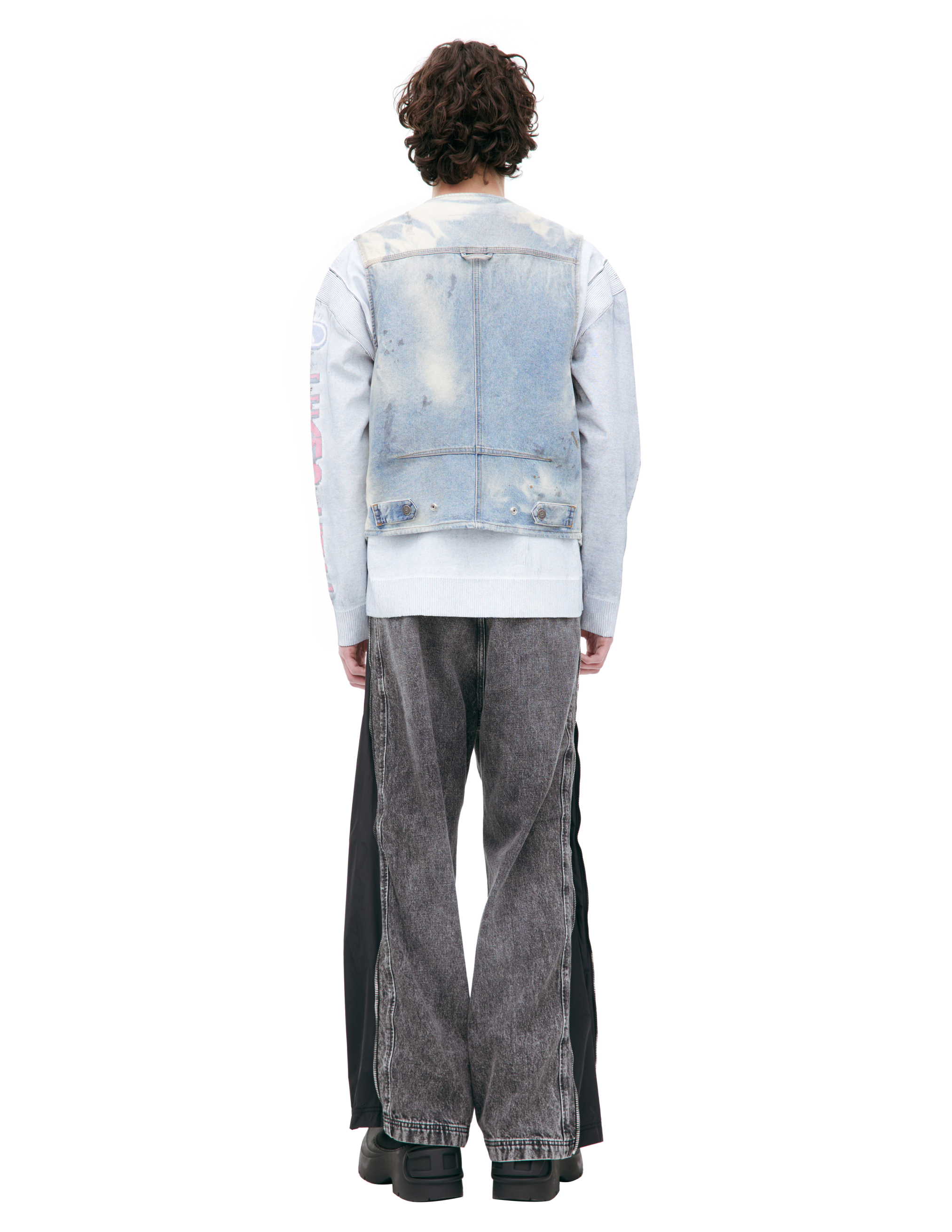 Diesel Denim Vest With Patch Pockets In Blue