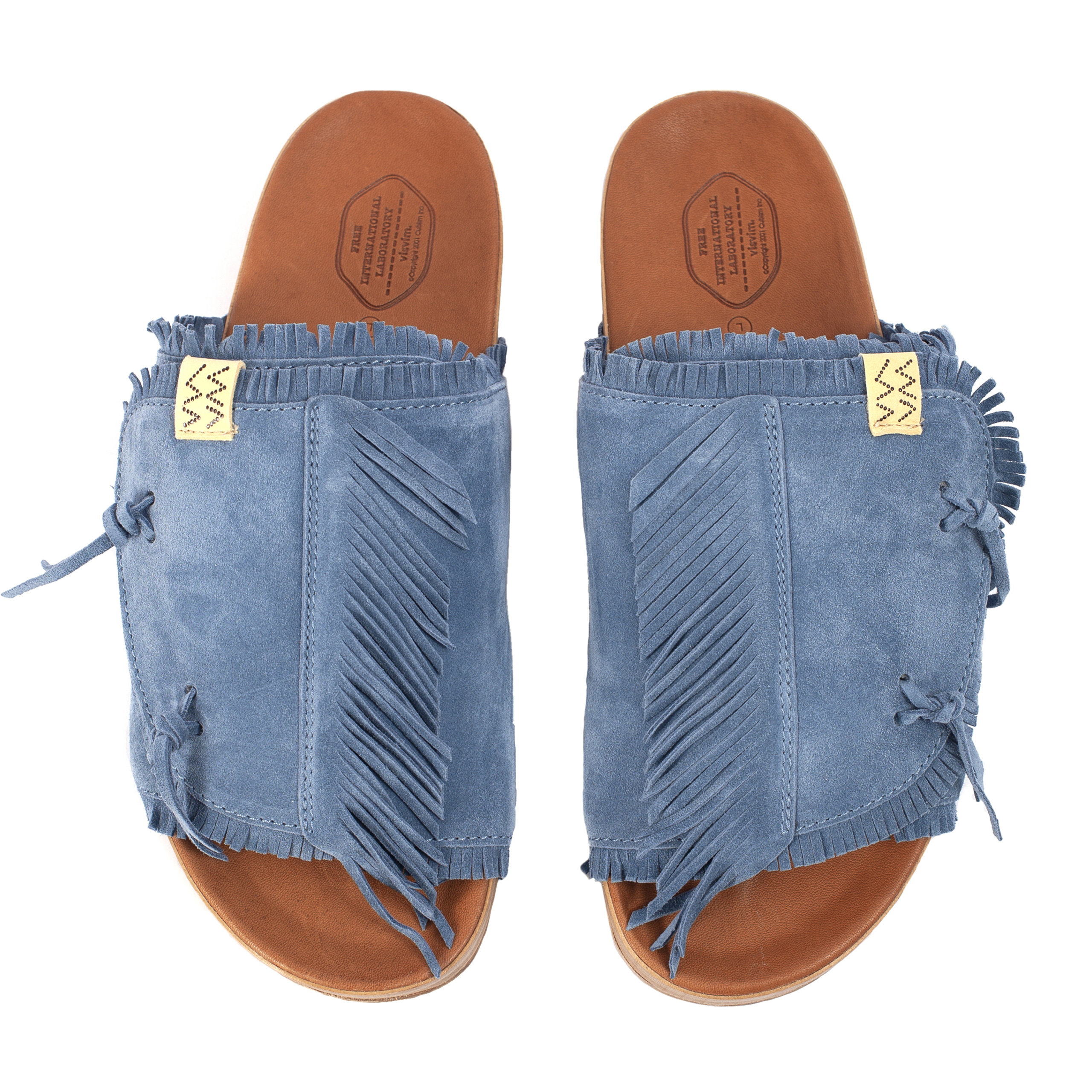 Buy visvim men navy blue christo shaman-folk sandals for £705