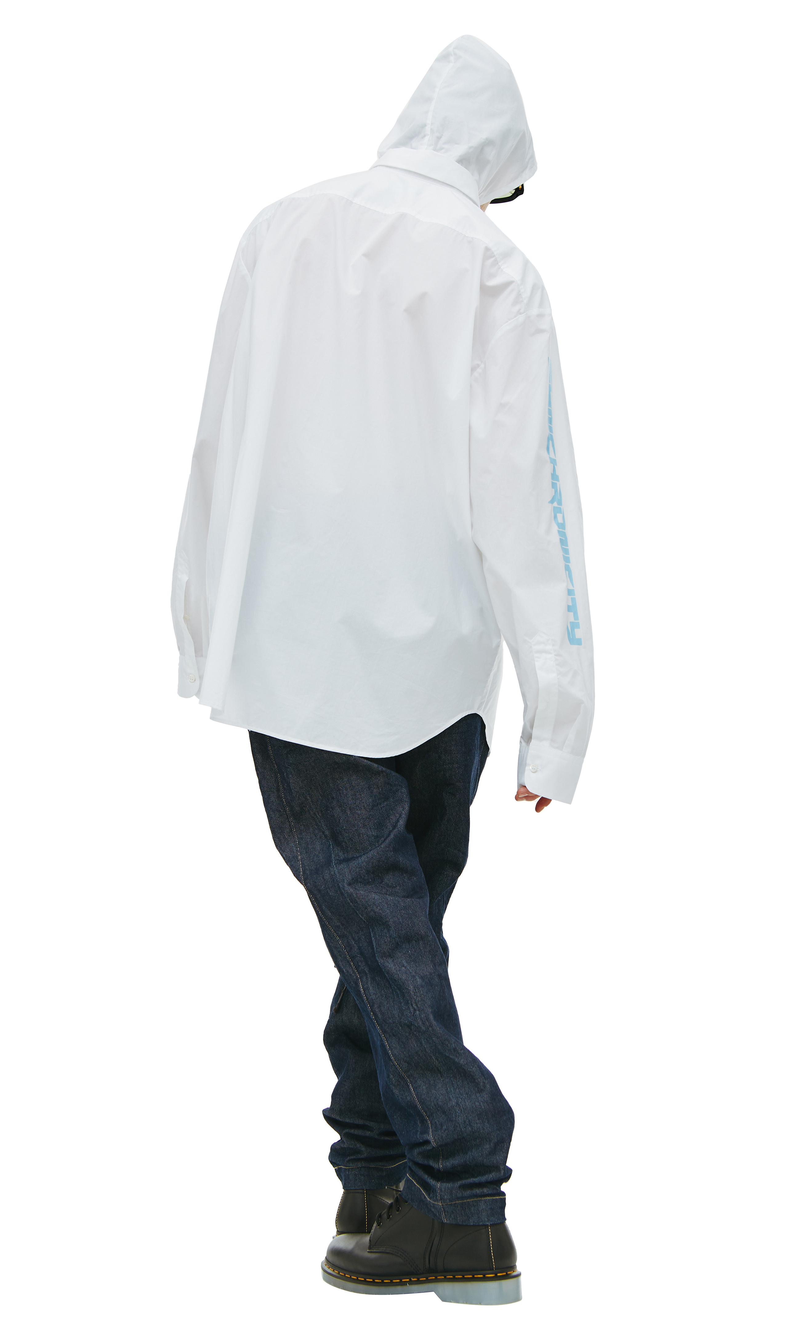 Buy Raf Simons men white logo shirt with hood for $816 Buy Raf Simons men white logo shirt with hood for $816