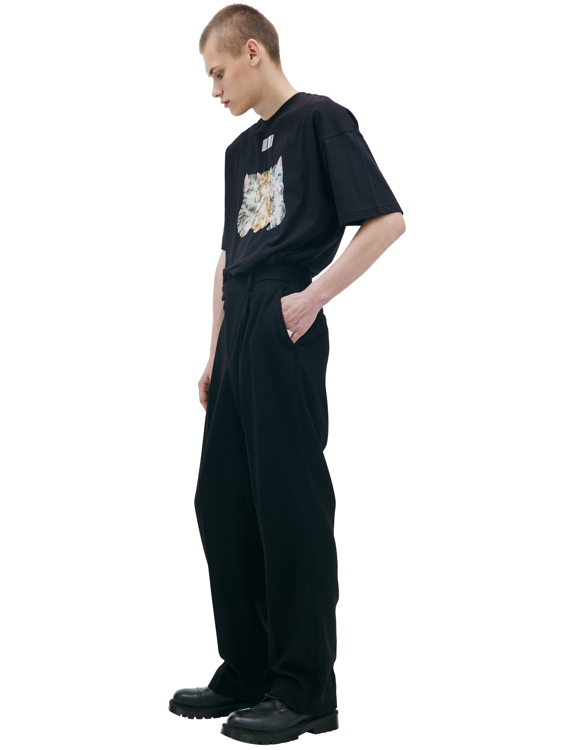 Shop Vtmnts Black Wool Trousers