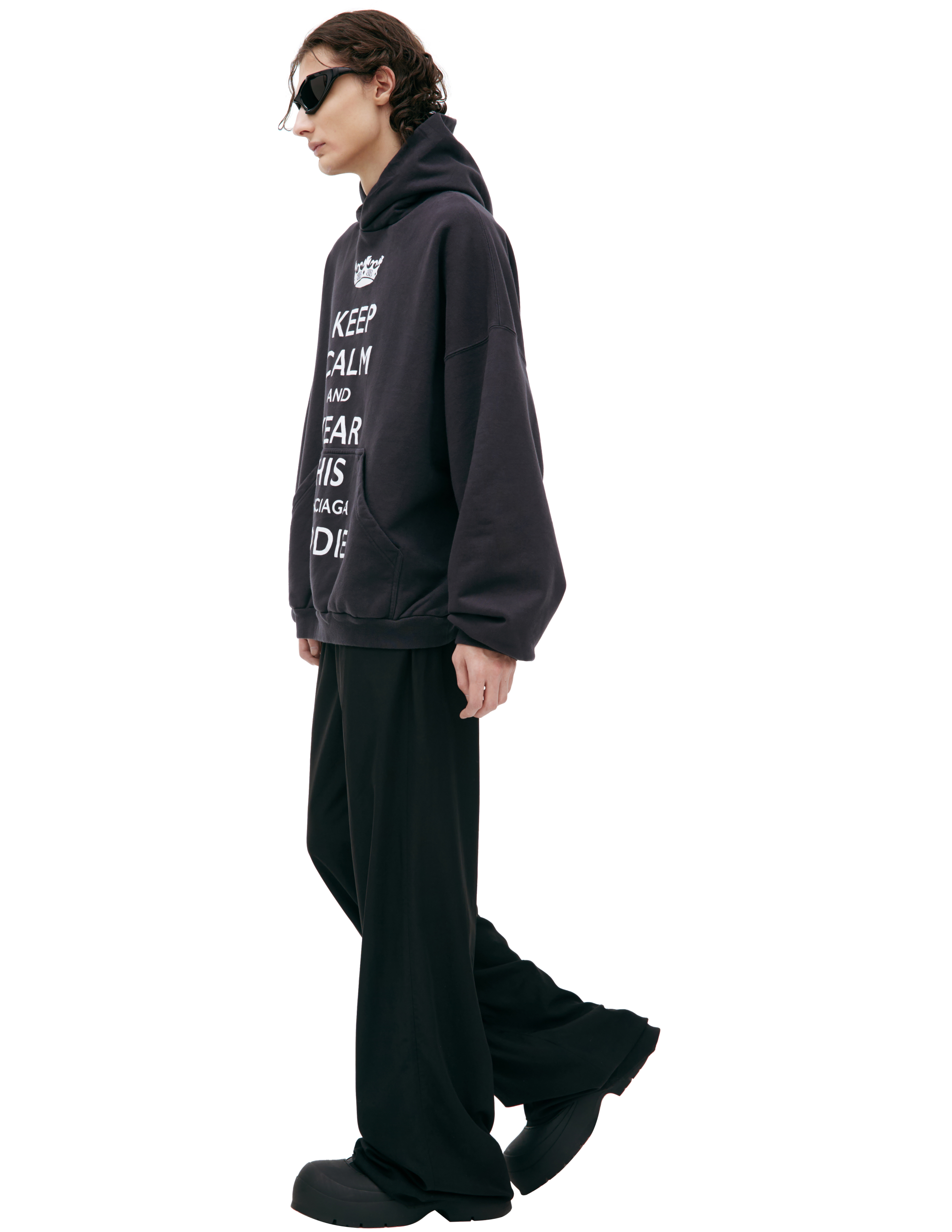 Balenciaga 'keep Calm' Hooded In Black