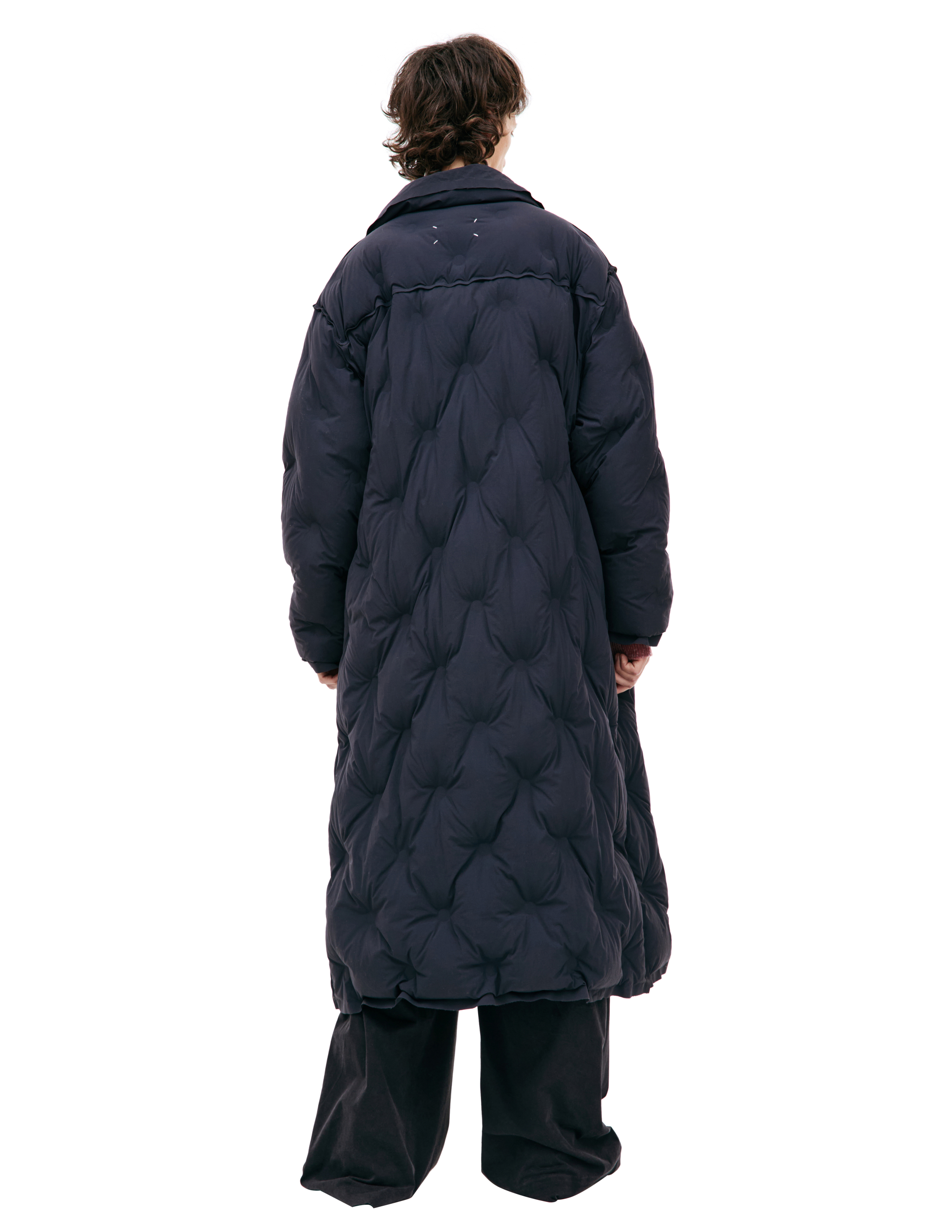 Shop Maison Margiela Glam Slam Quilted Coat In Navy Blue