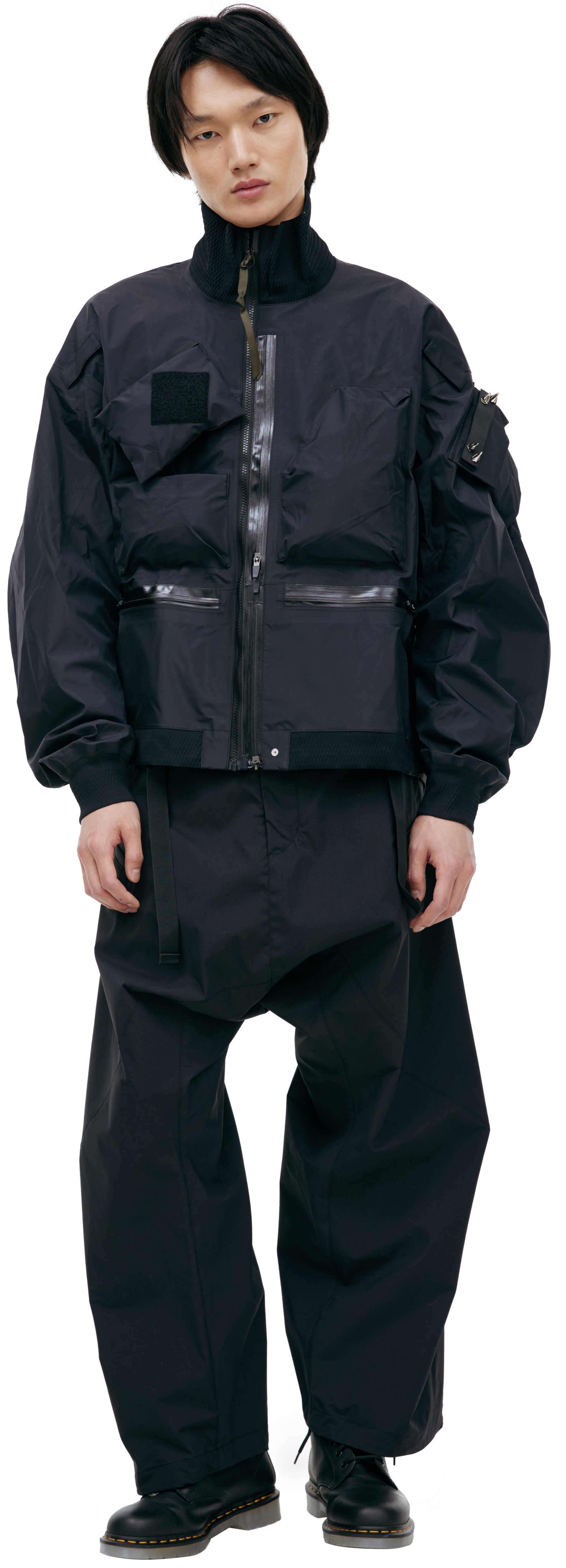 Buy Acronym men black jacket with patch pockets for $1,600