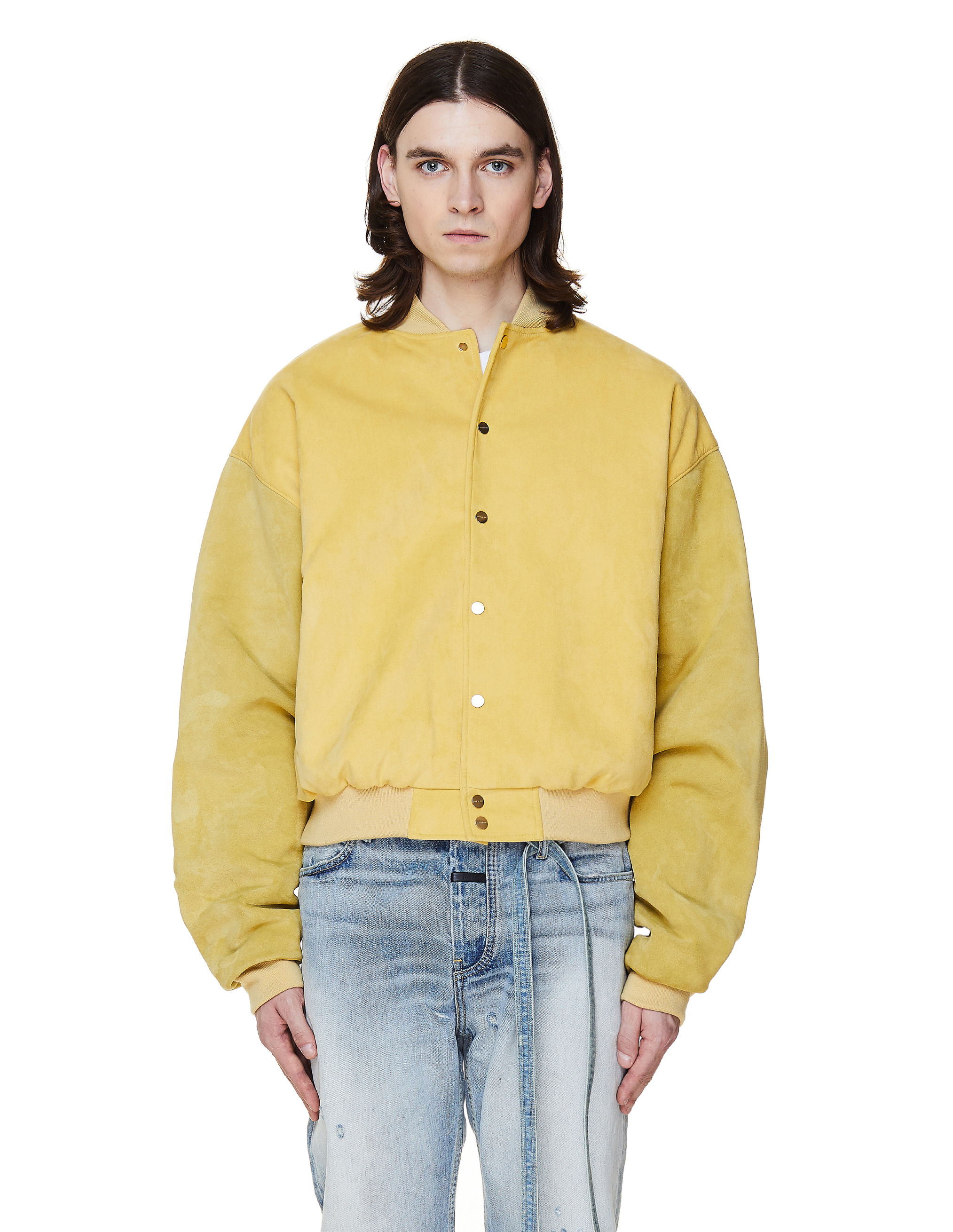 Buy Fear of God men yellow suede varsity bomber jacket for €1,145 online on  SV77, 6F19-6026/705