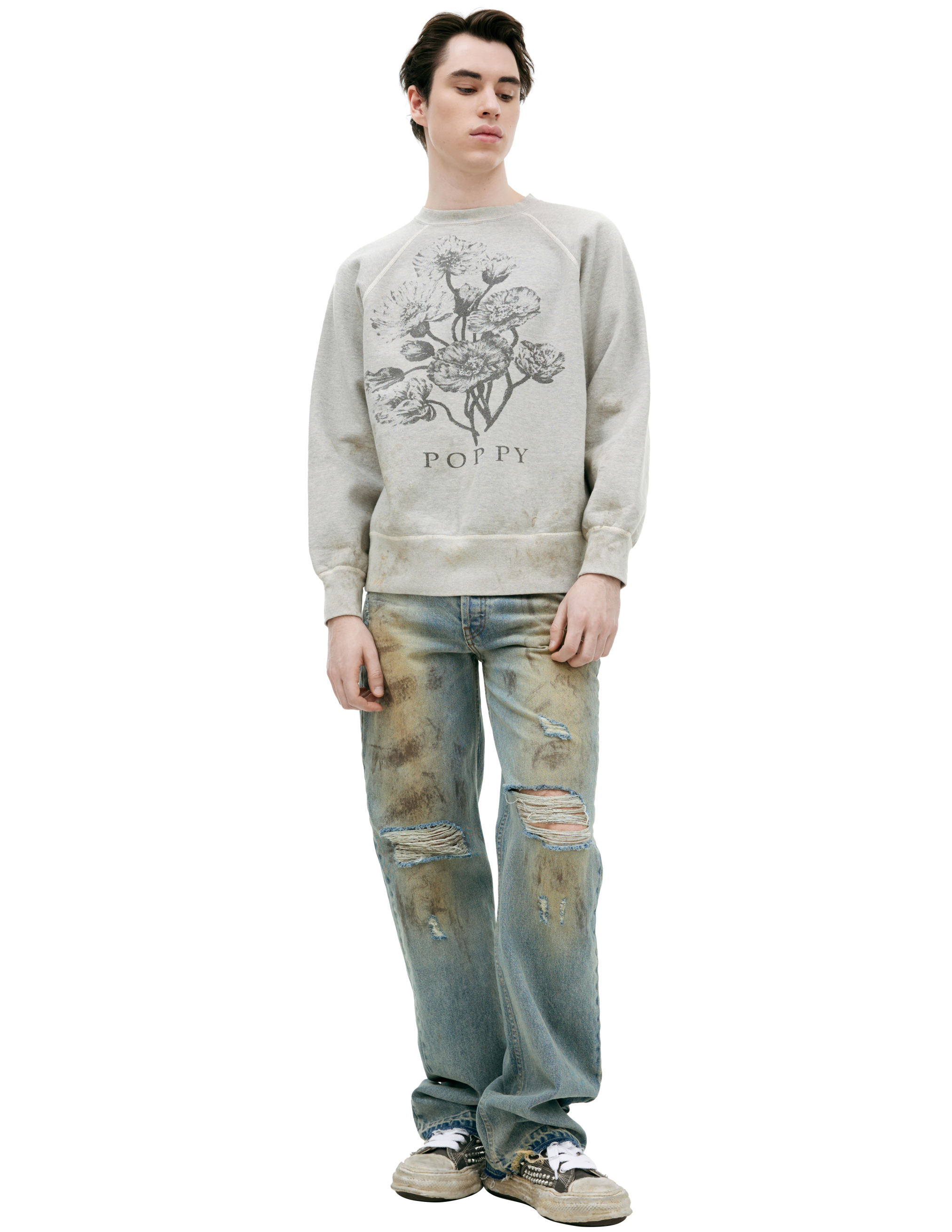 Saint Mxxxxxx Printed Cotton Sweatshirt In Grey