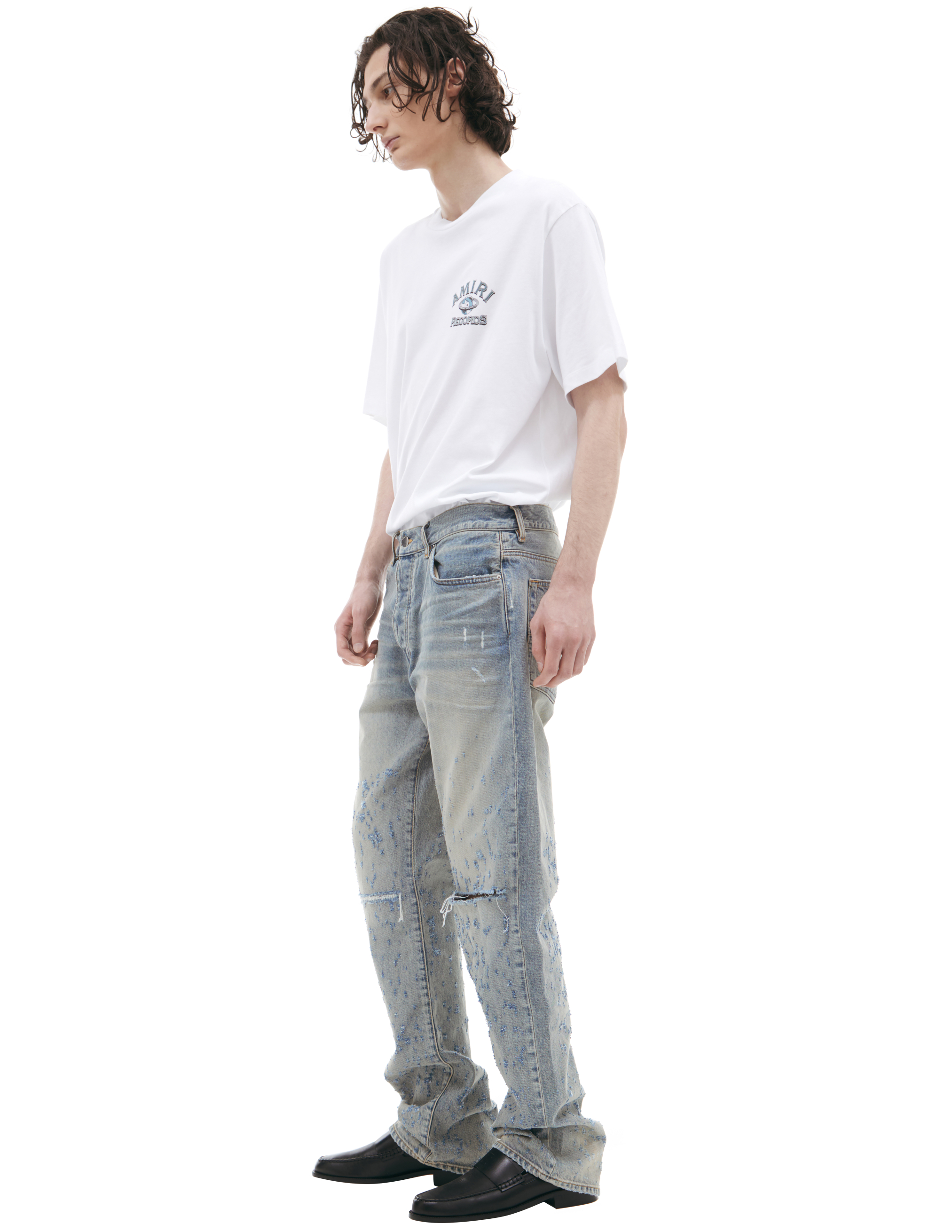 Amiri Ripped Jeans With Scuffs In Blue