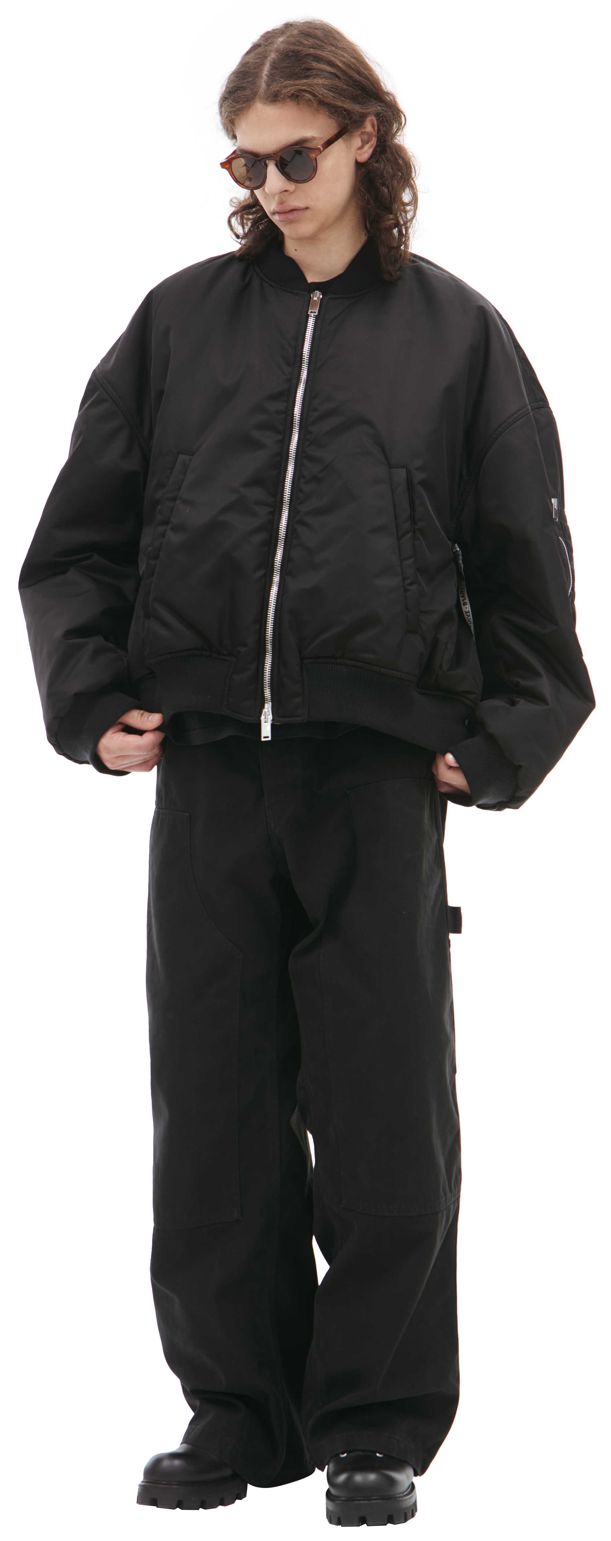 Buy B1ARCHIVE men black shortened jacket with zipper for
